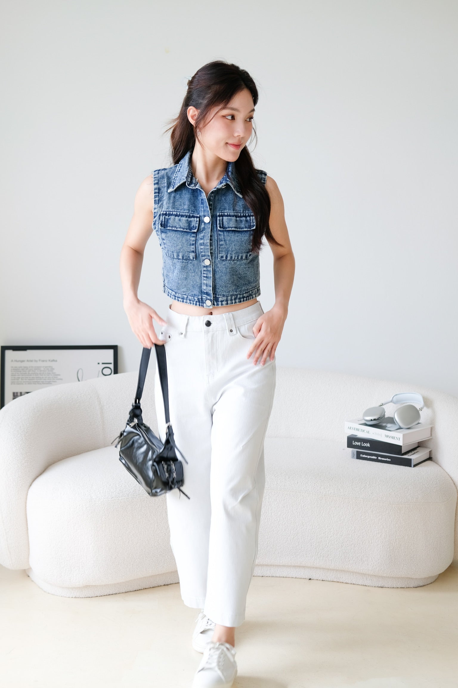 Barrel Wide Denim Jeans (Fog White)