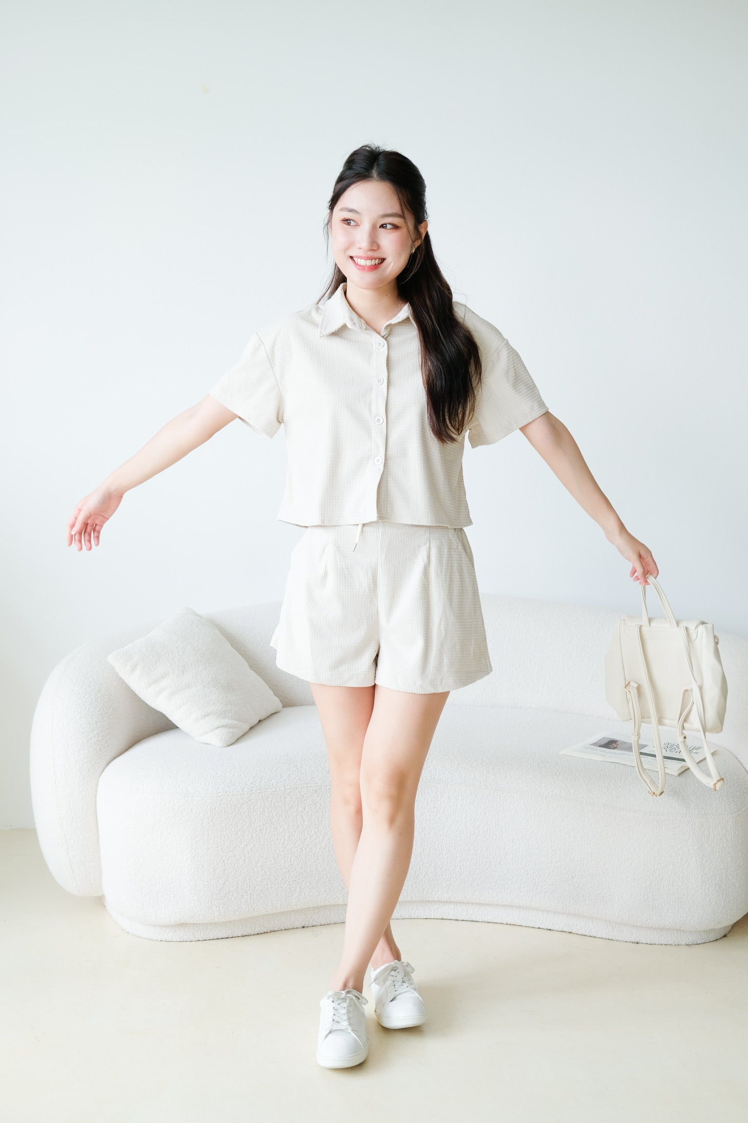 Jonah Shirt Lounge Set (Sand Beige)