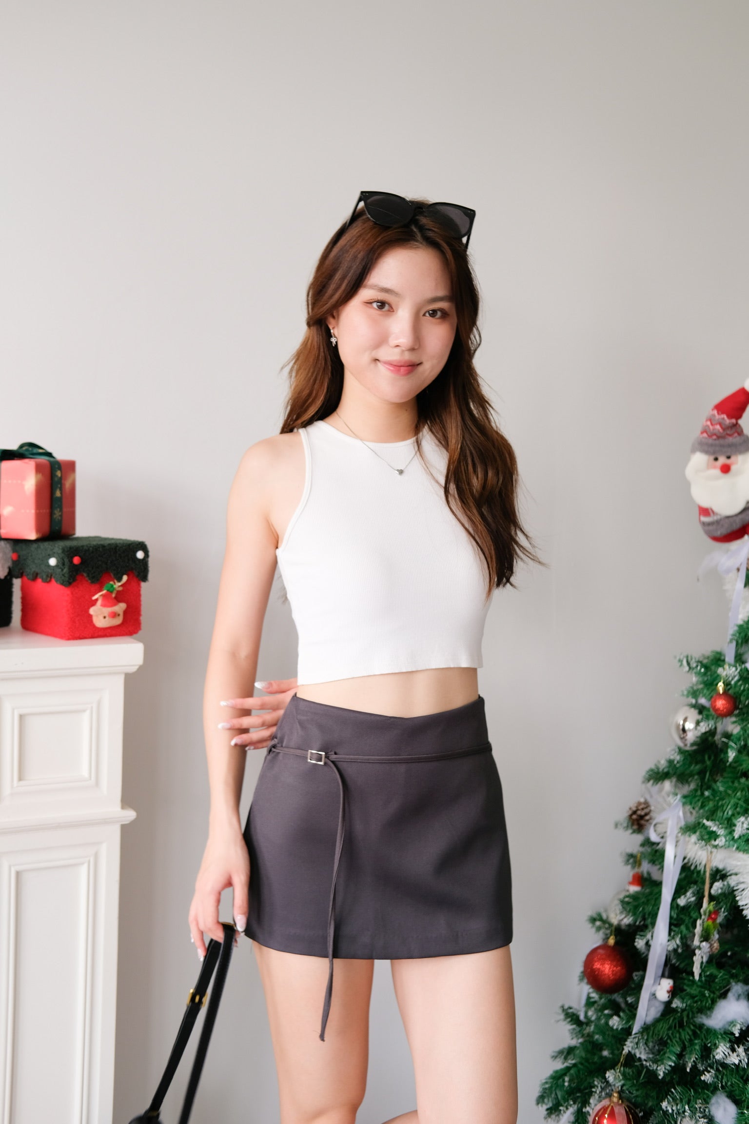 Tasha Mini Belt Skort (Dark Grey)