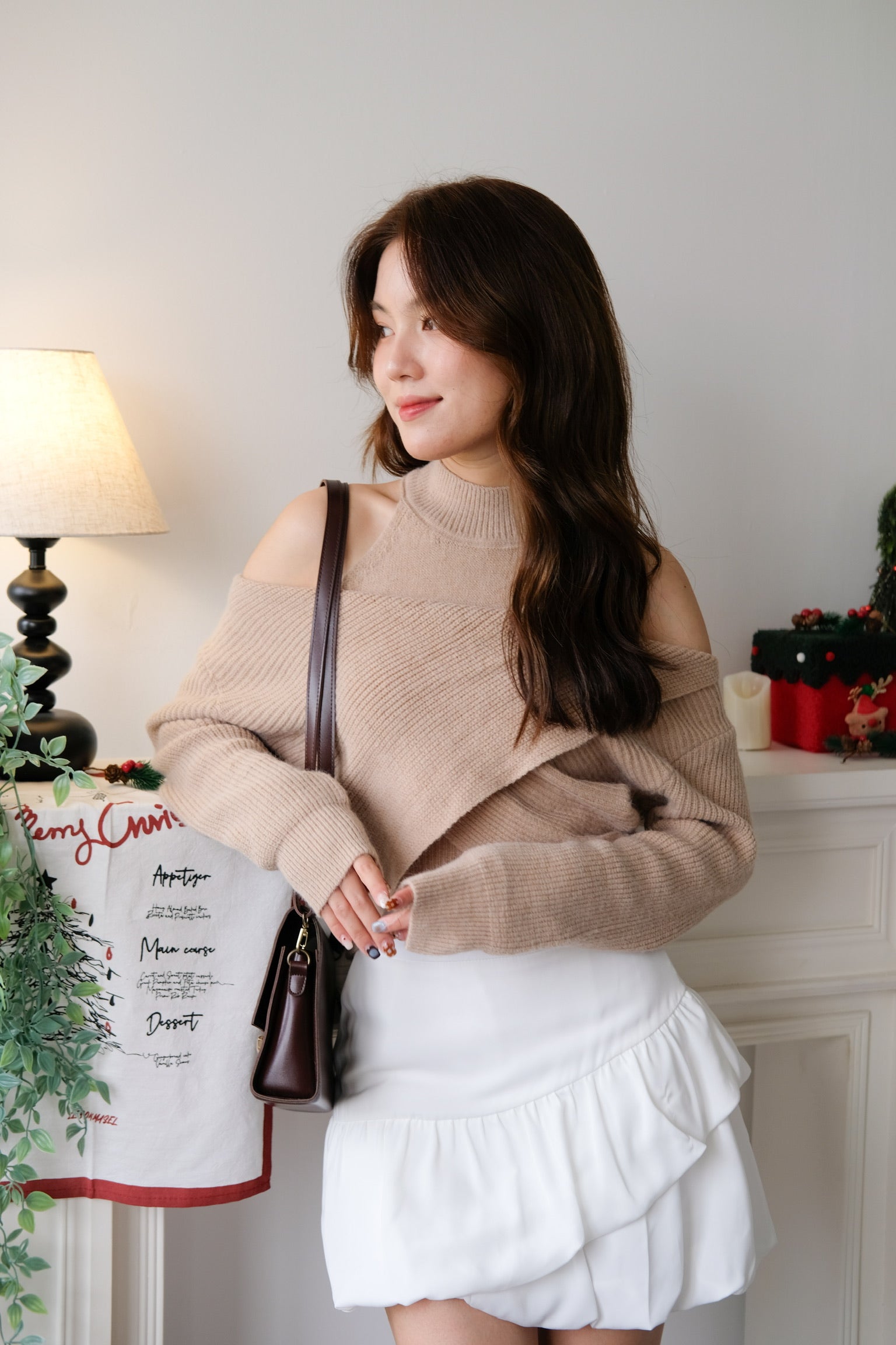 Olivia 2-in-1 Knit Sweater Set (Khaki)