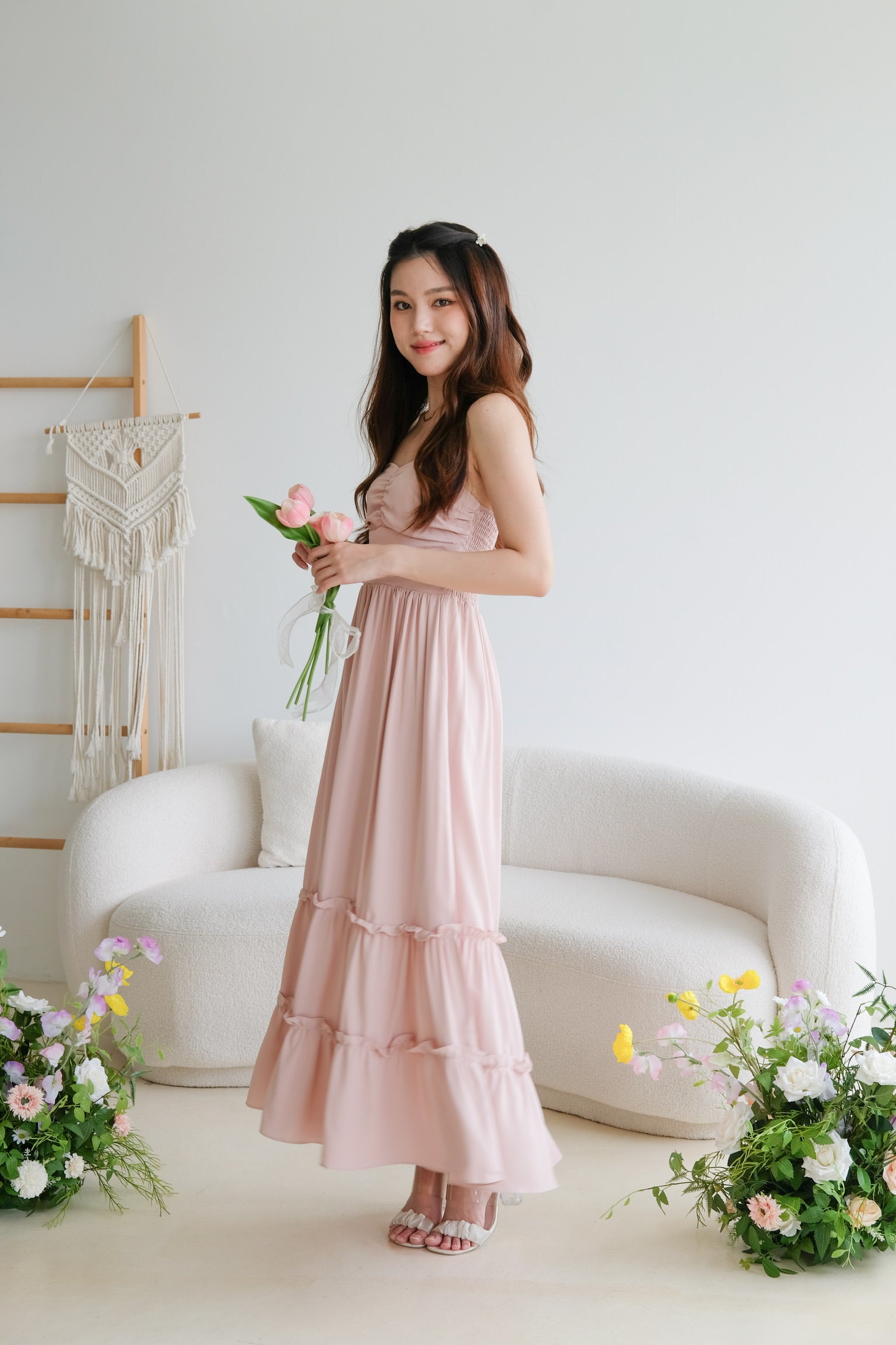 Anna Sweetheart Tube Maxi Dress (Dusty Pink)