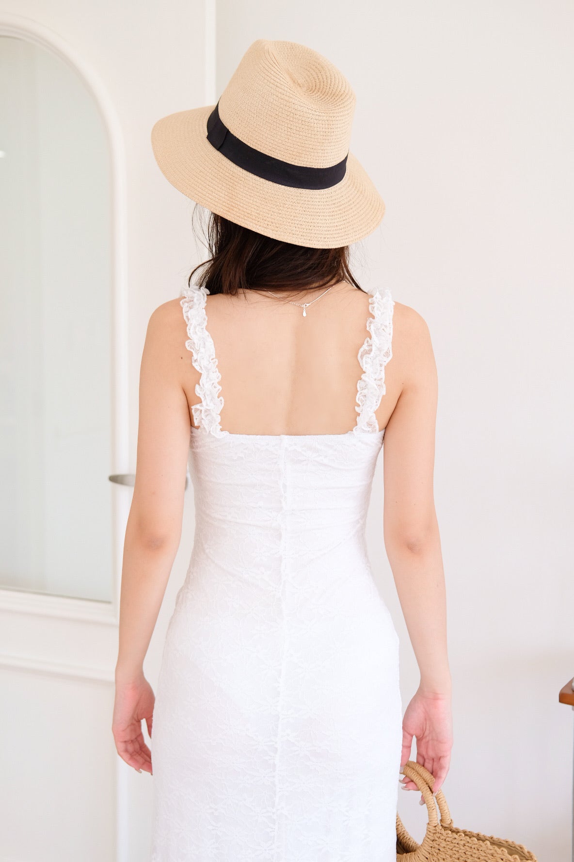 Leona Lace Maxi Bodycon Dress (White)