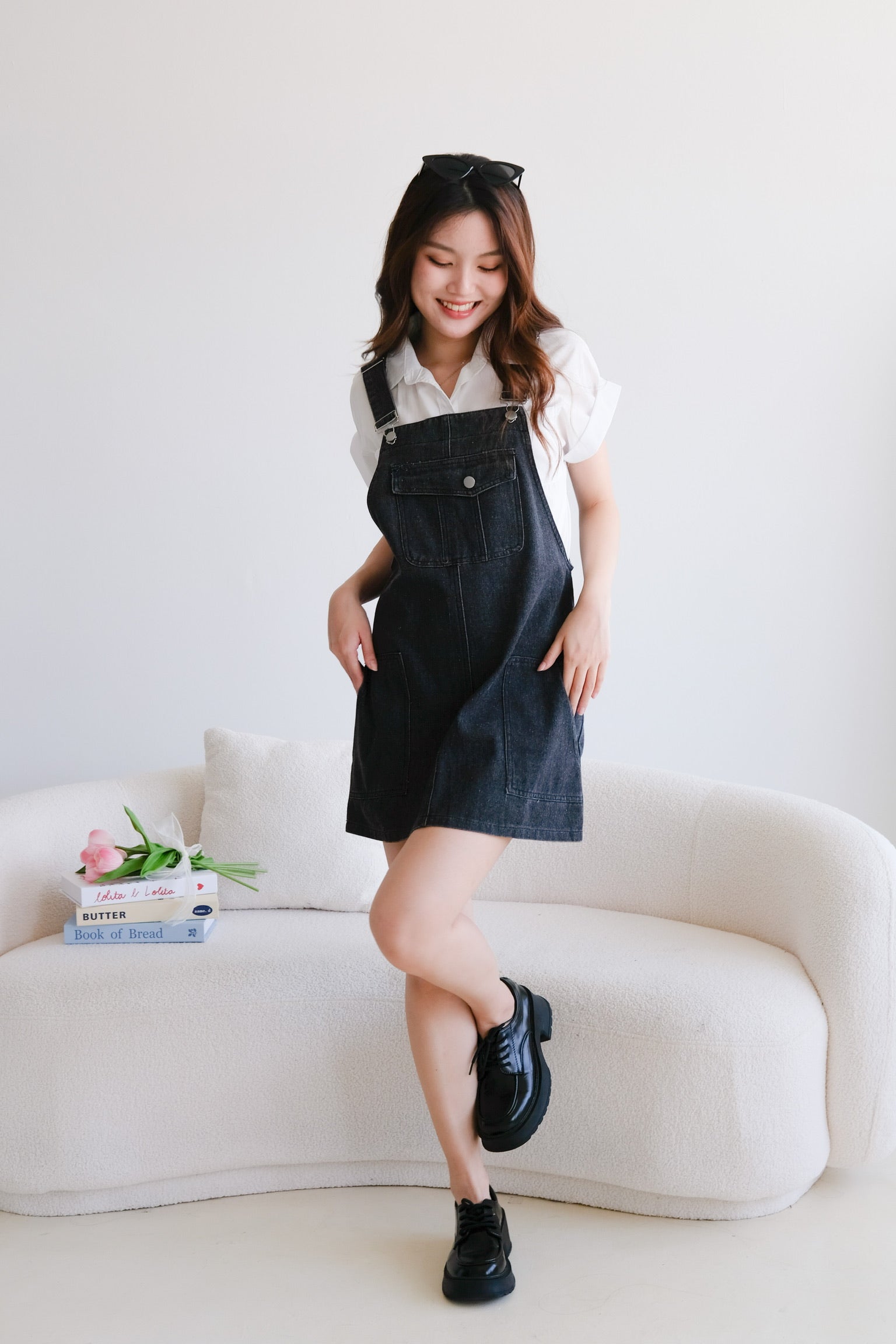 On The Go Denim Dungaree (Denim Black)