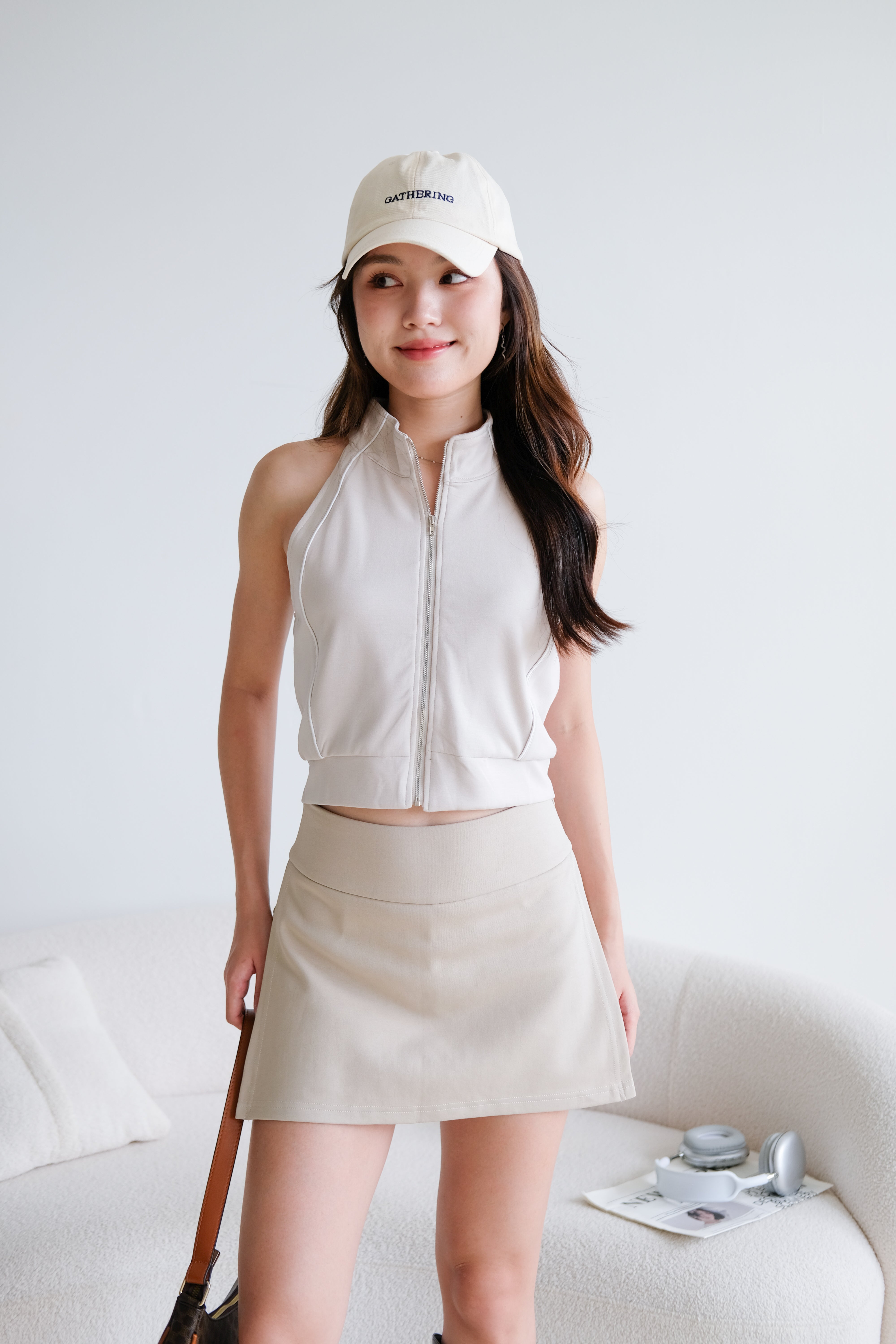 Fred Sporty Halter Top (Oat Beige)