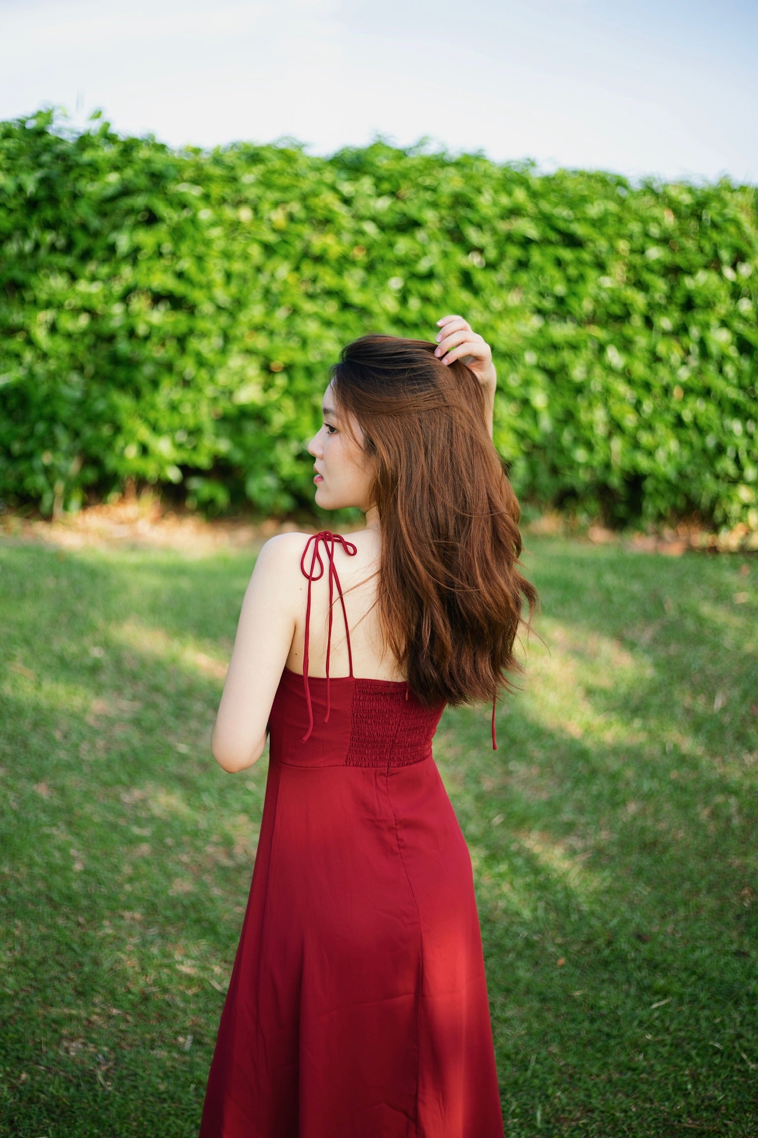 Lauren Slit Midi Dress (Burgundy)