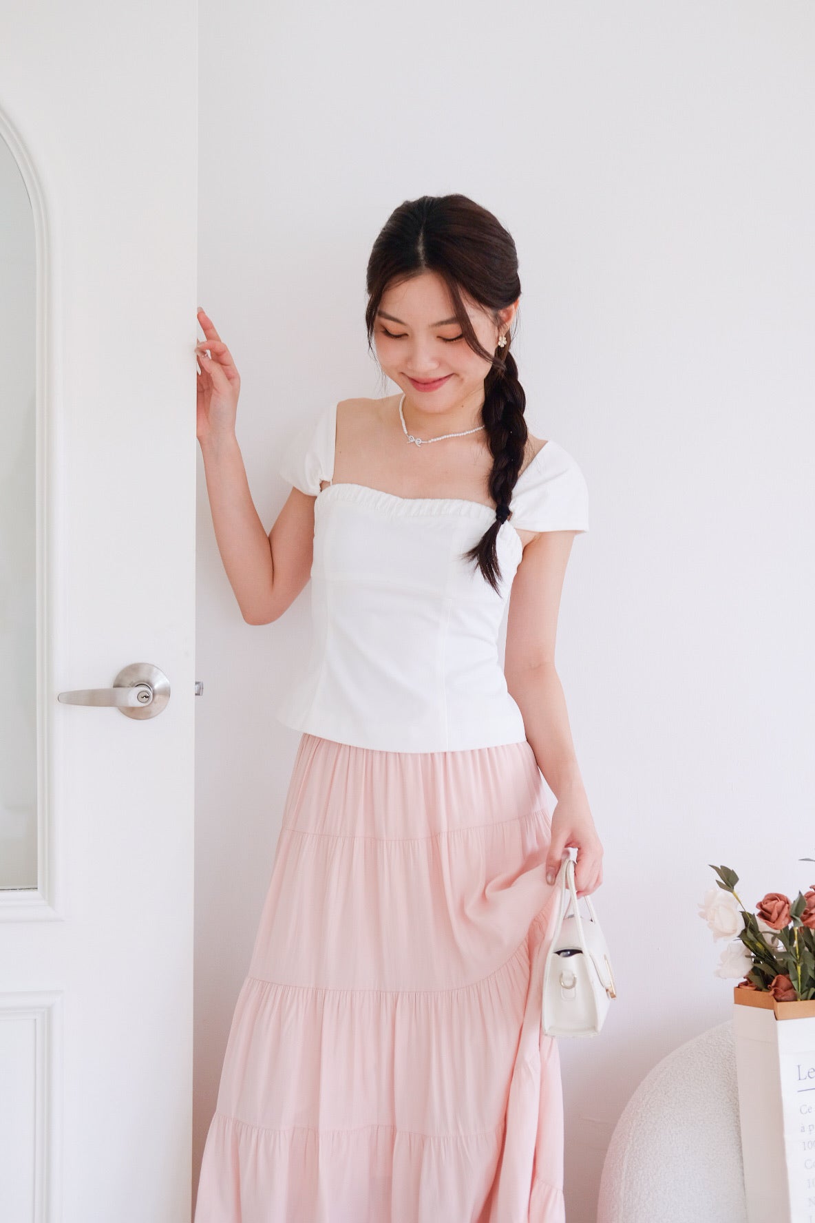 Willa Tiered Maxi Skirt (Pastel Pink)