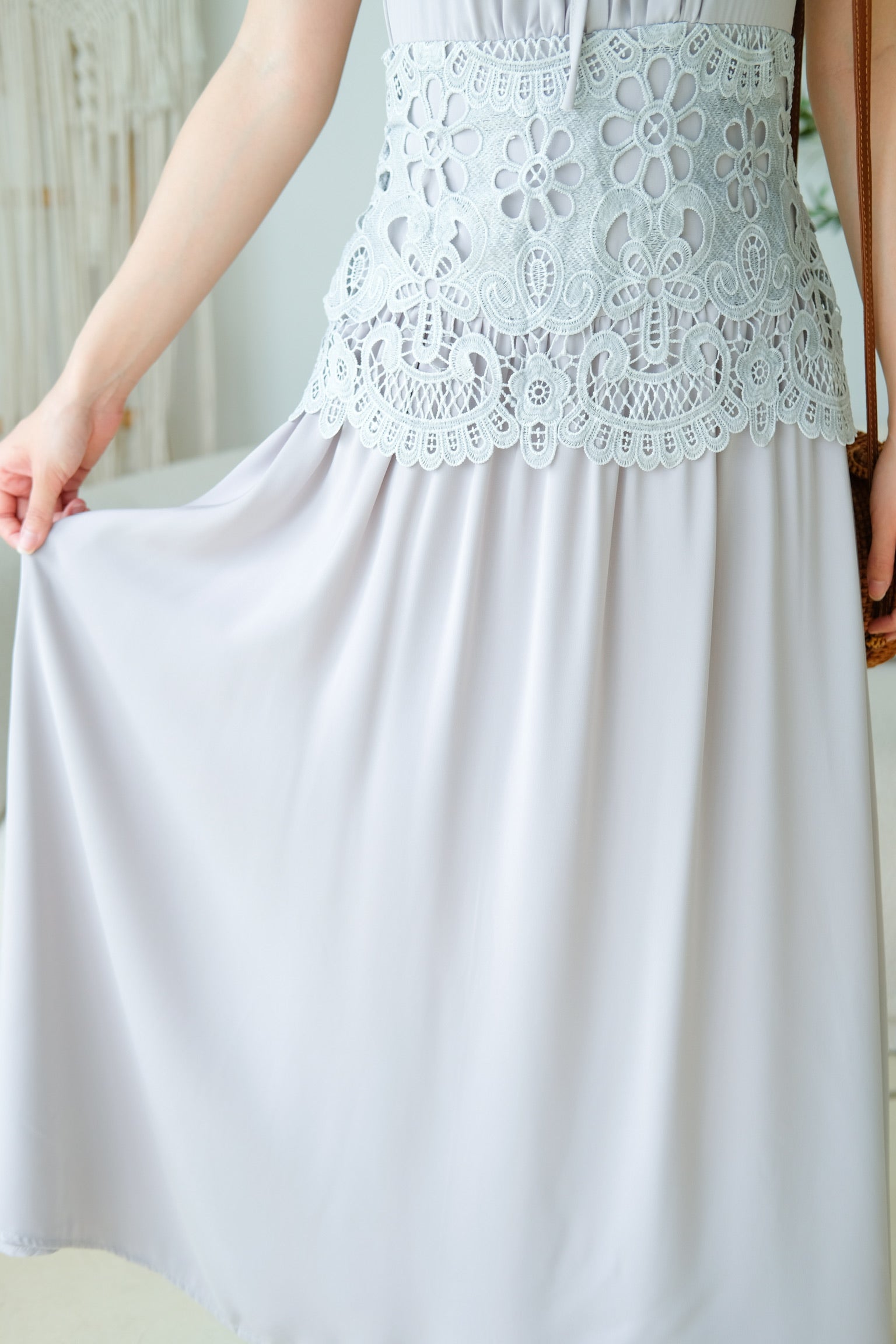Saphira Crochet Maxi Dress (Purplish Grey)