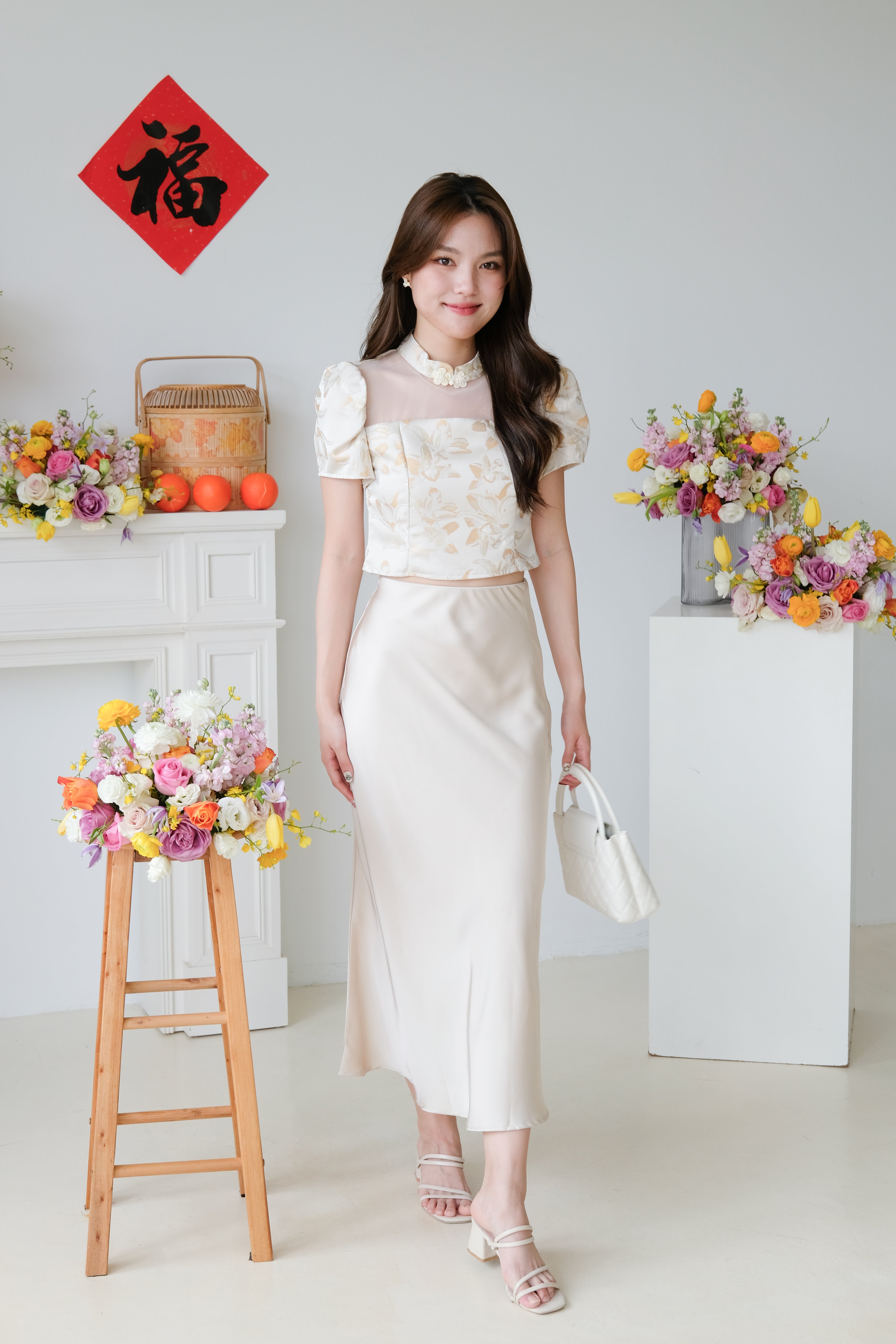 Yan Sleeve Cheongsam Top (Cream)