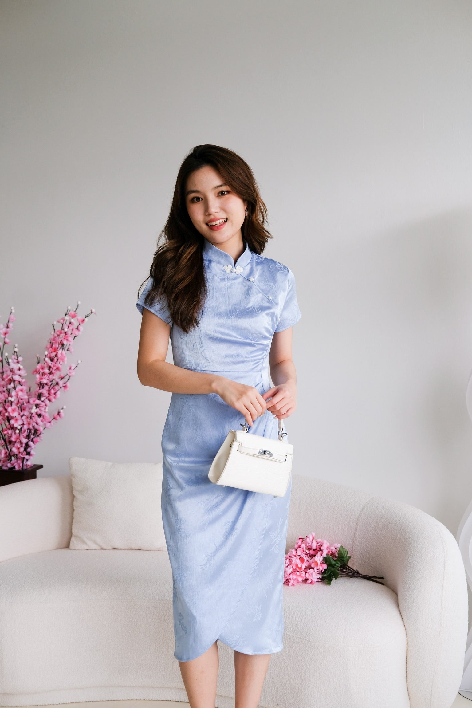 Le Yan Midi Cheongsam (Pastel Blue)