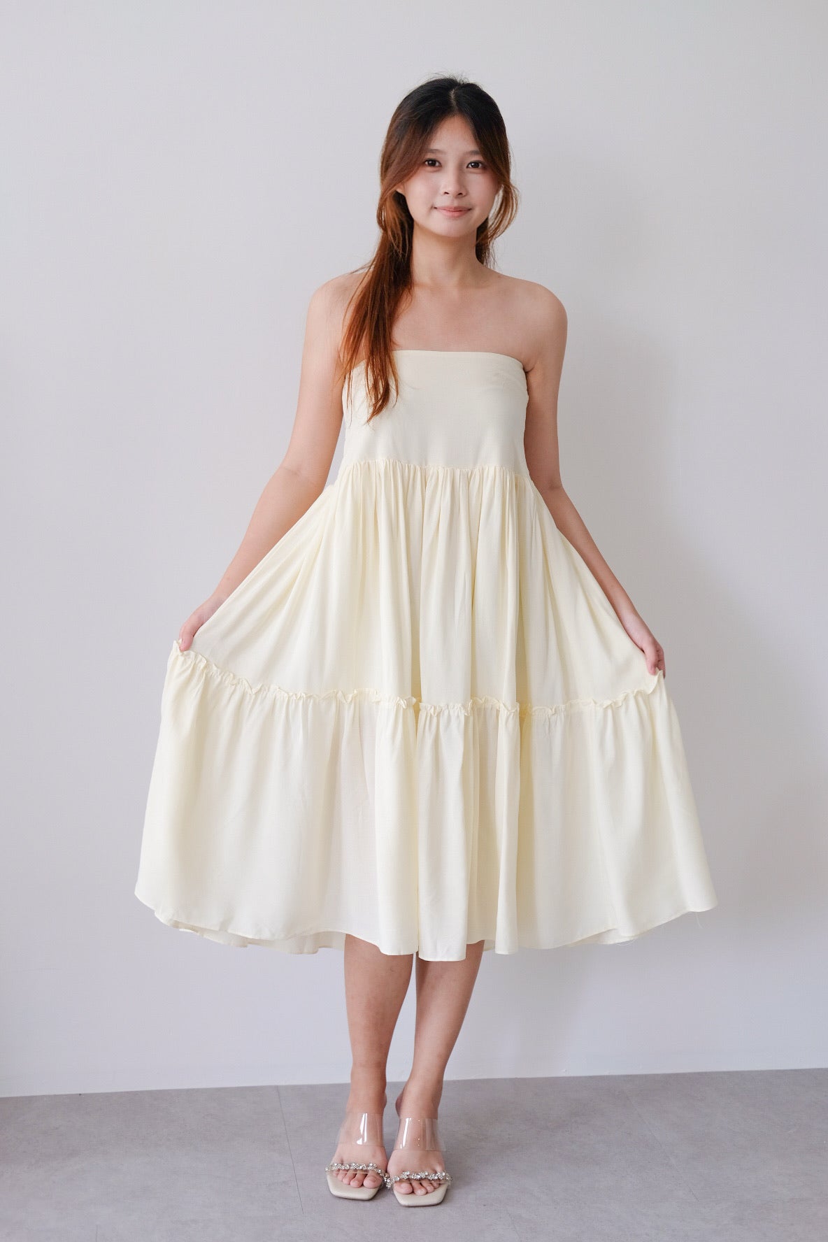 Yellow Tube Tiered Maxi Dress
