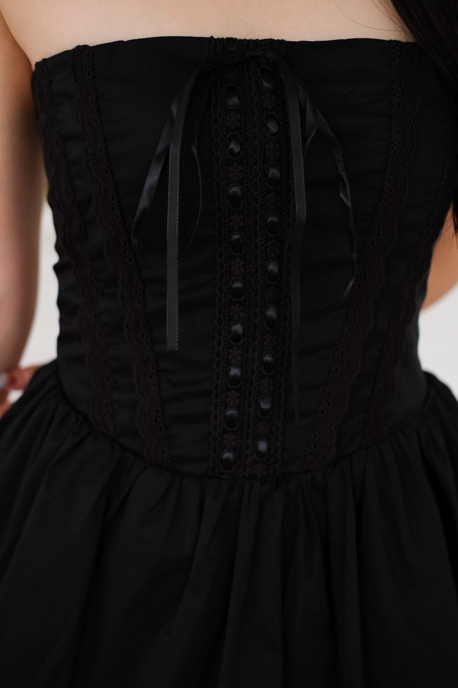 Avaline Lace Corset Tube Dress (Black)