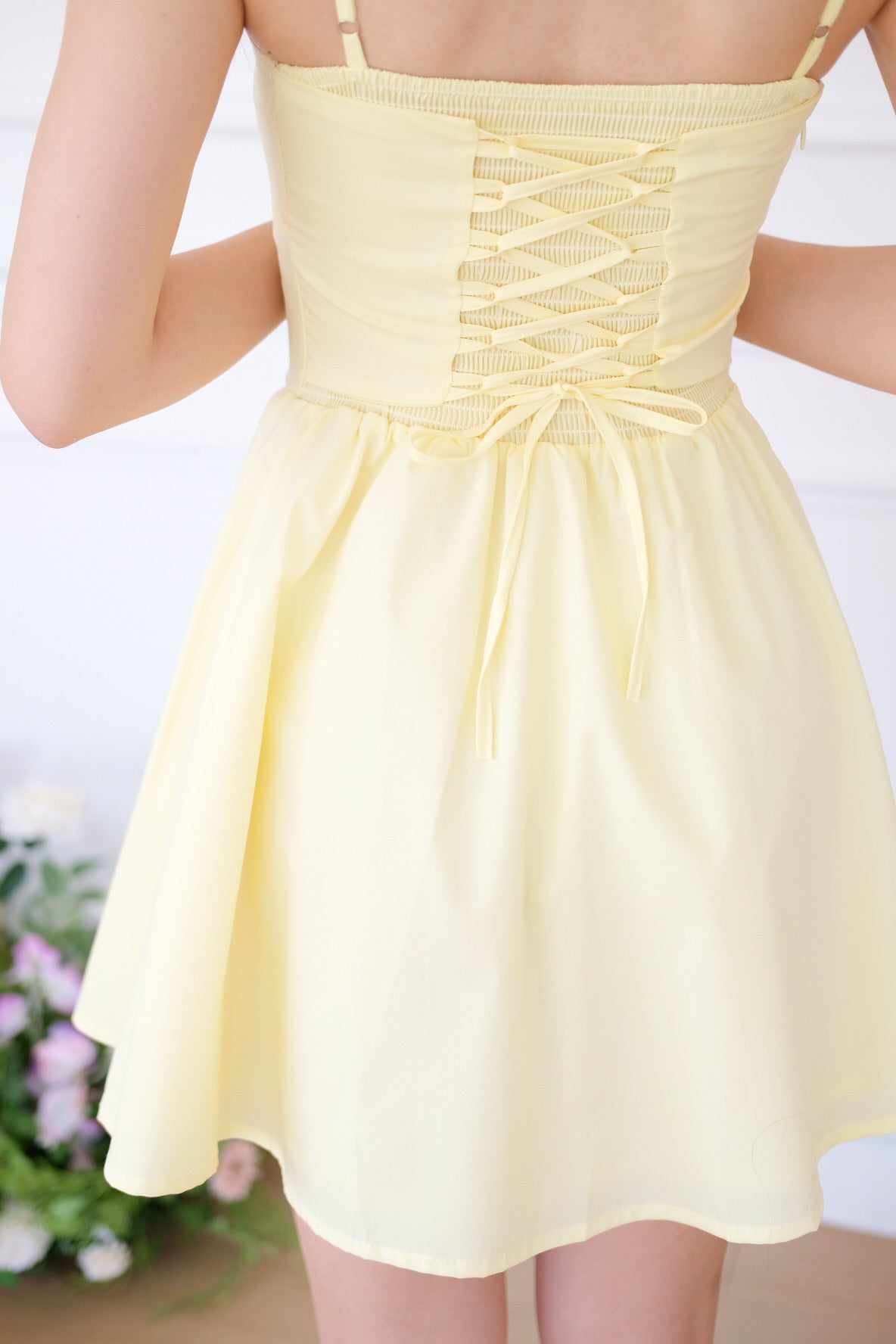 Clara Self Tie Back Skater Dress (Sunshine Yellow)
