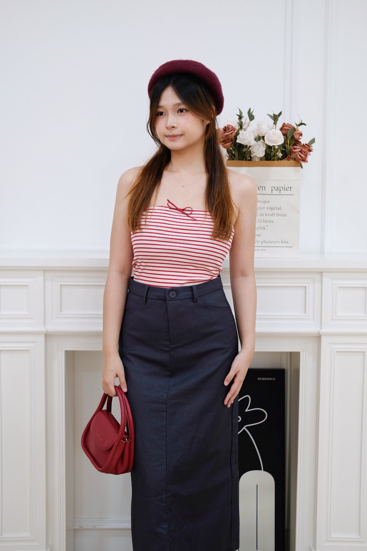 Dark Grey A Line Maxi Skirt