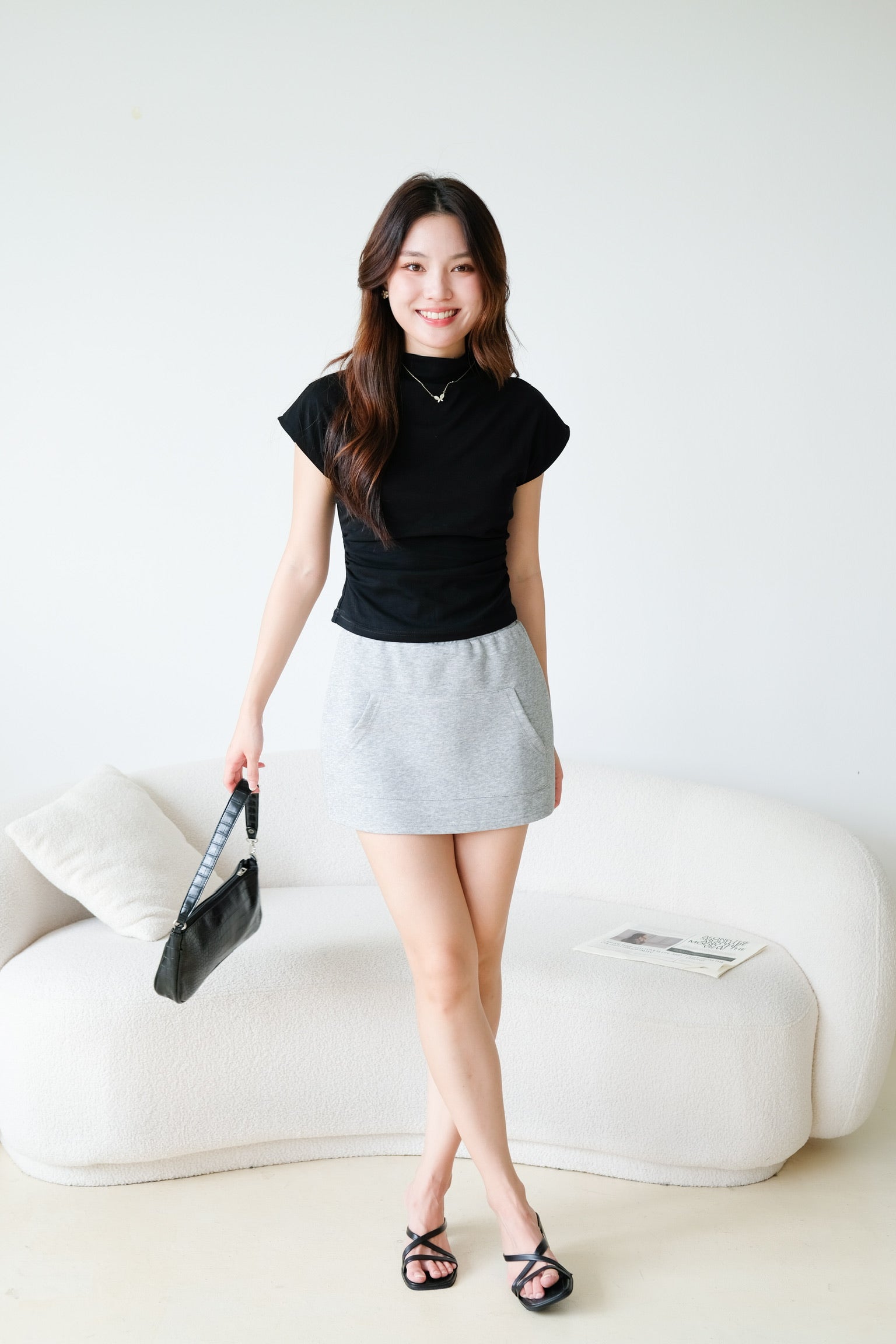 Lucca Batwing High Neck Shirt (Black)