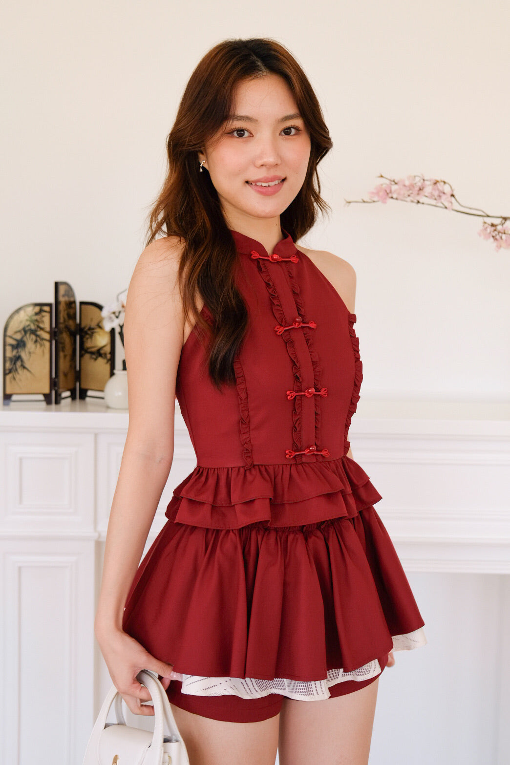 [ETA 12-16 Jan] Lenna Ruffle Skorts (Crimson Red)