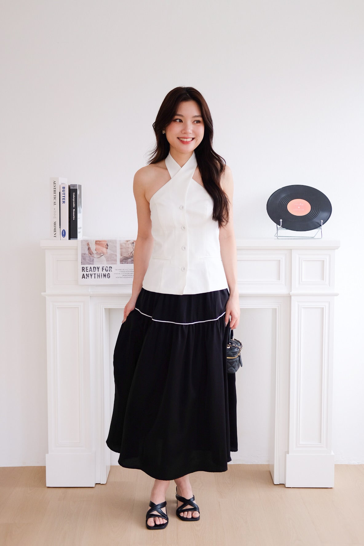 Angie Criss Cross Padded Top (White)