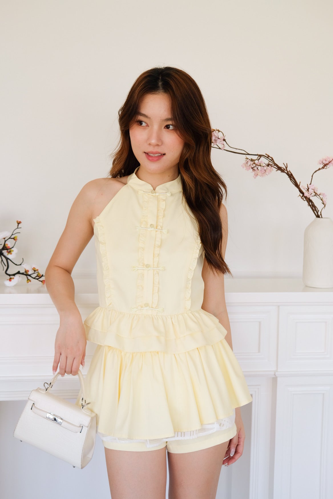 [ETA 12-16 Jan] Lea Ruffle Peplum Top (Buttermilk Yellow)