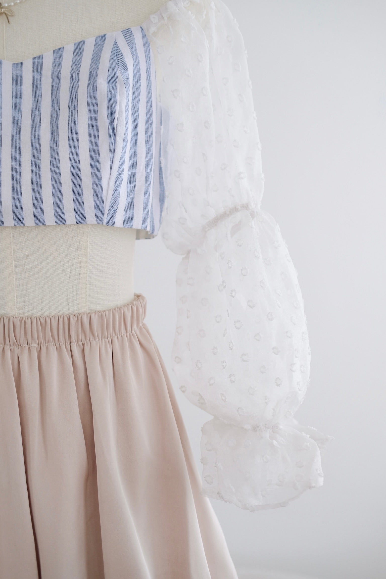 Blue Stripe Puff Sleeve Top