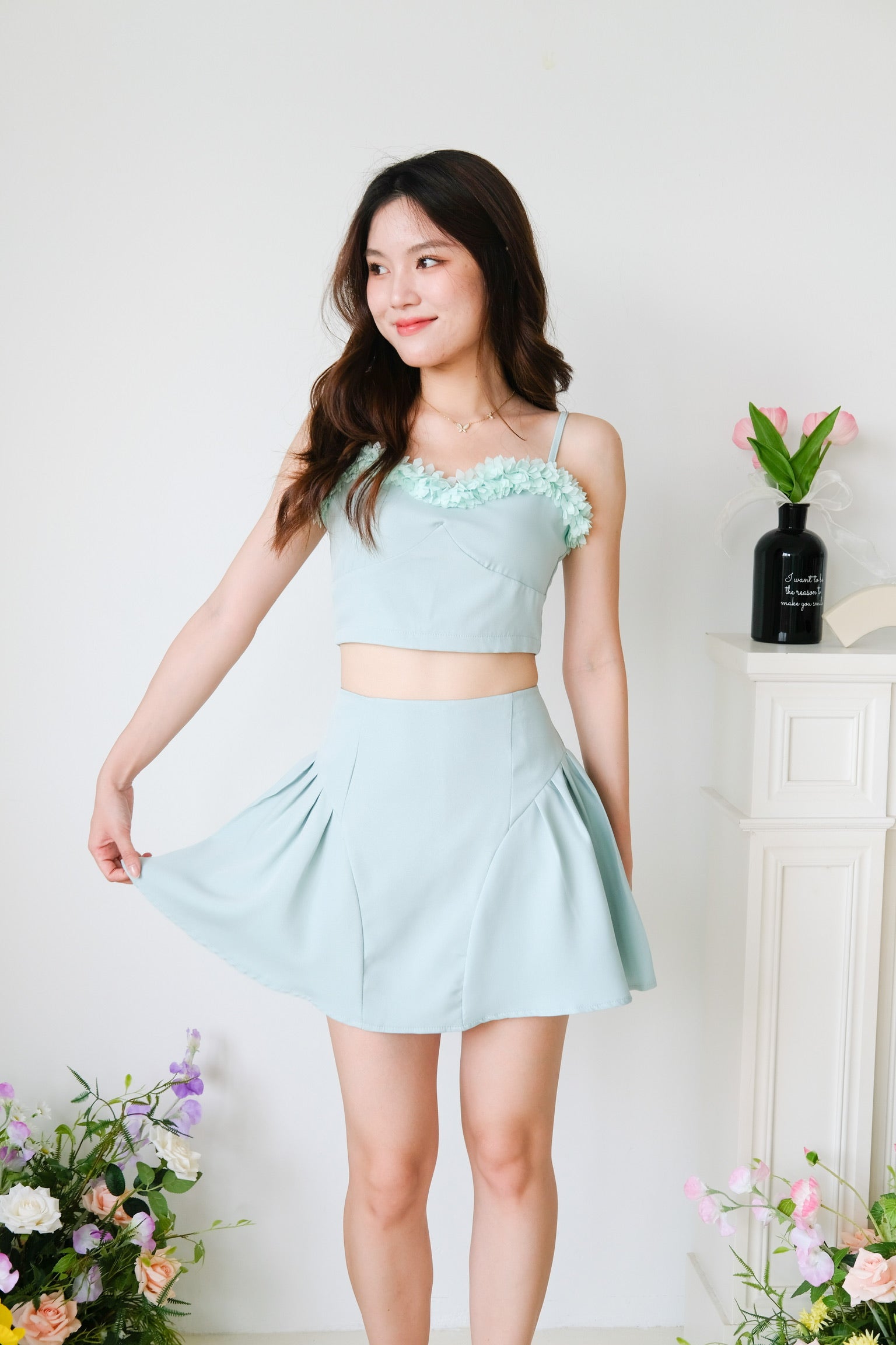 Sakura Floral Sweetheart Set (Seaform Green)