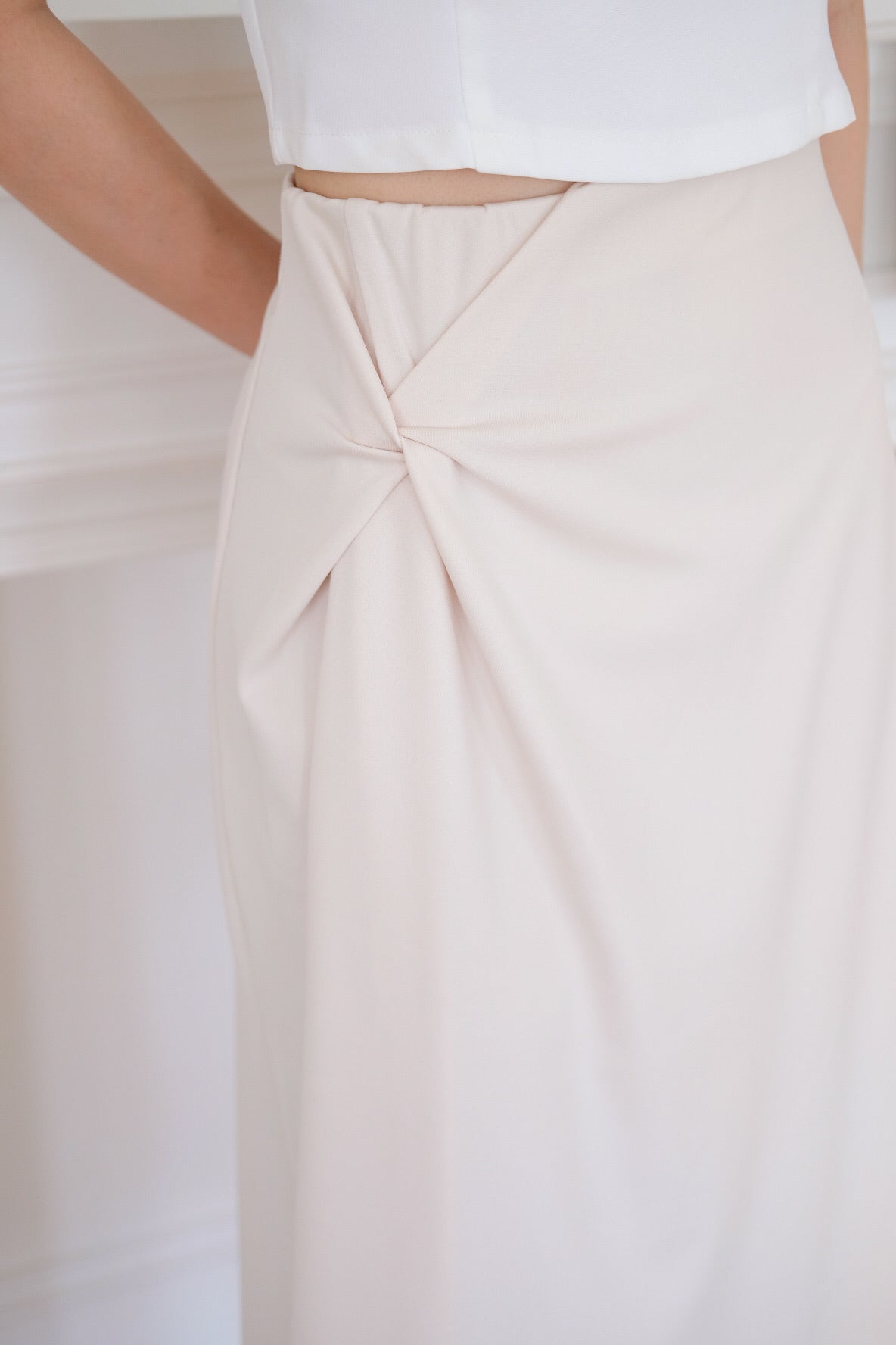 Grace Twist A Line Skirt (Cream)