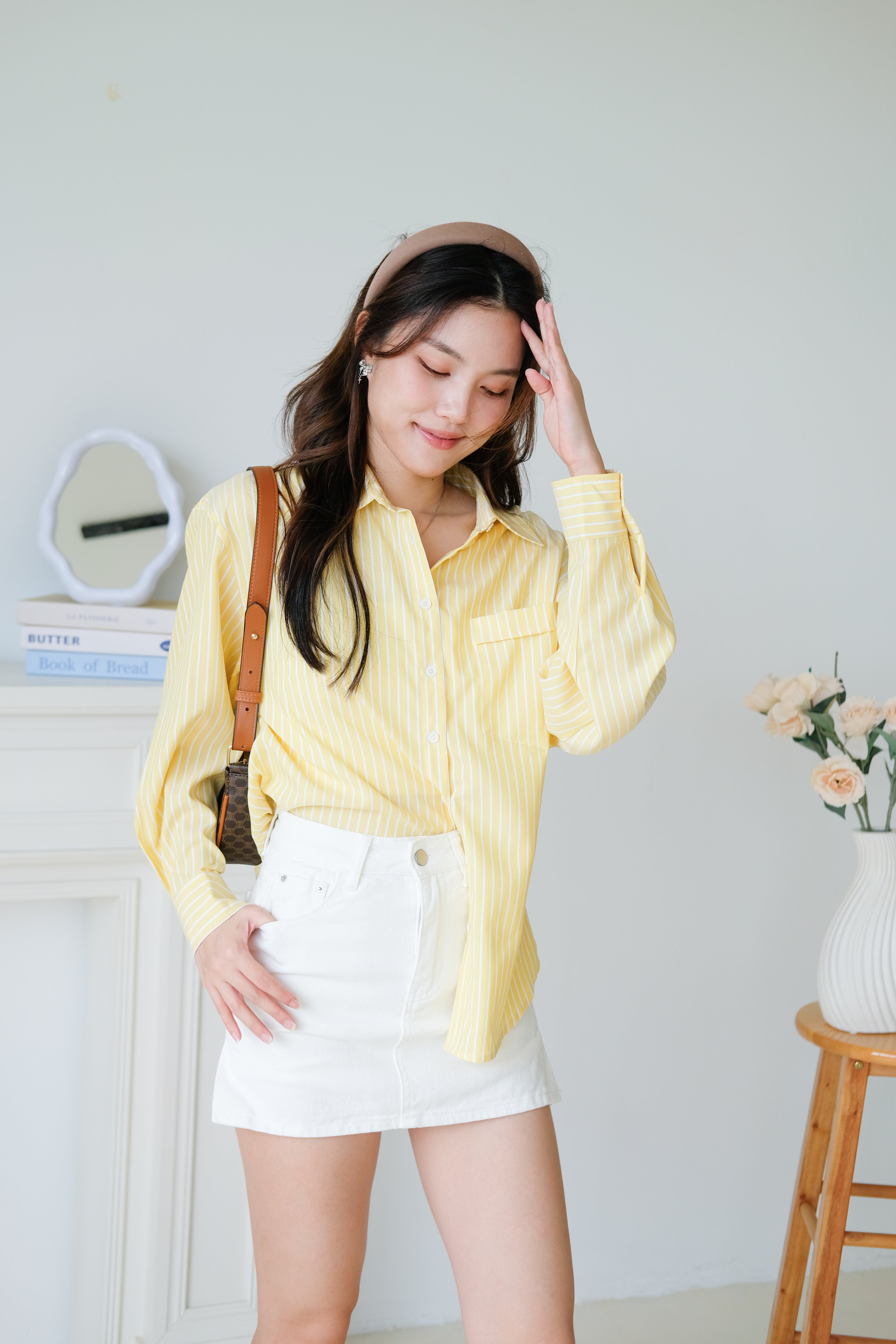 Wayne Stripes Boyfriend Shirts (Sunshine Yellow)