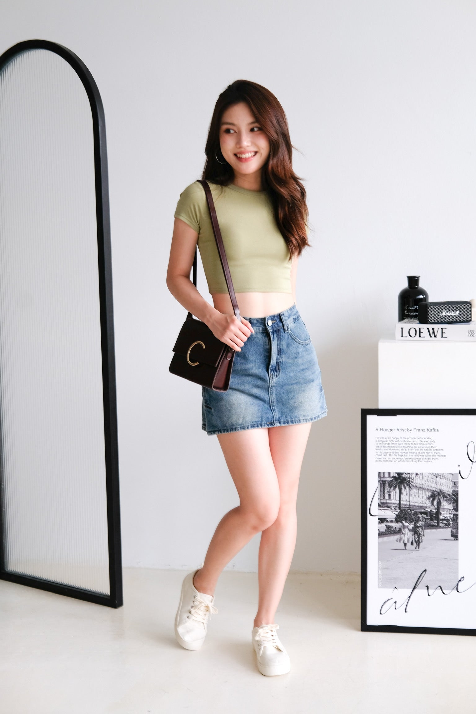 Beth Padded Crop Tee (Pistachio Green)