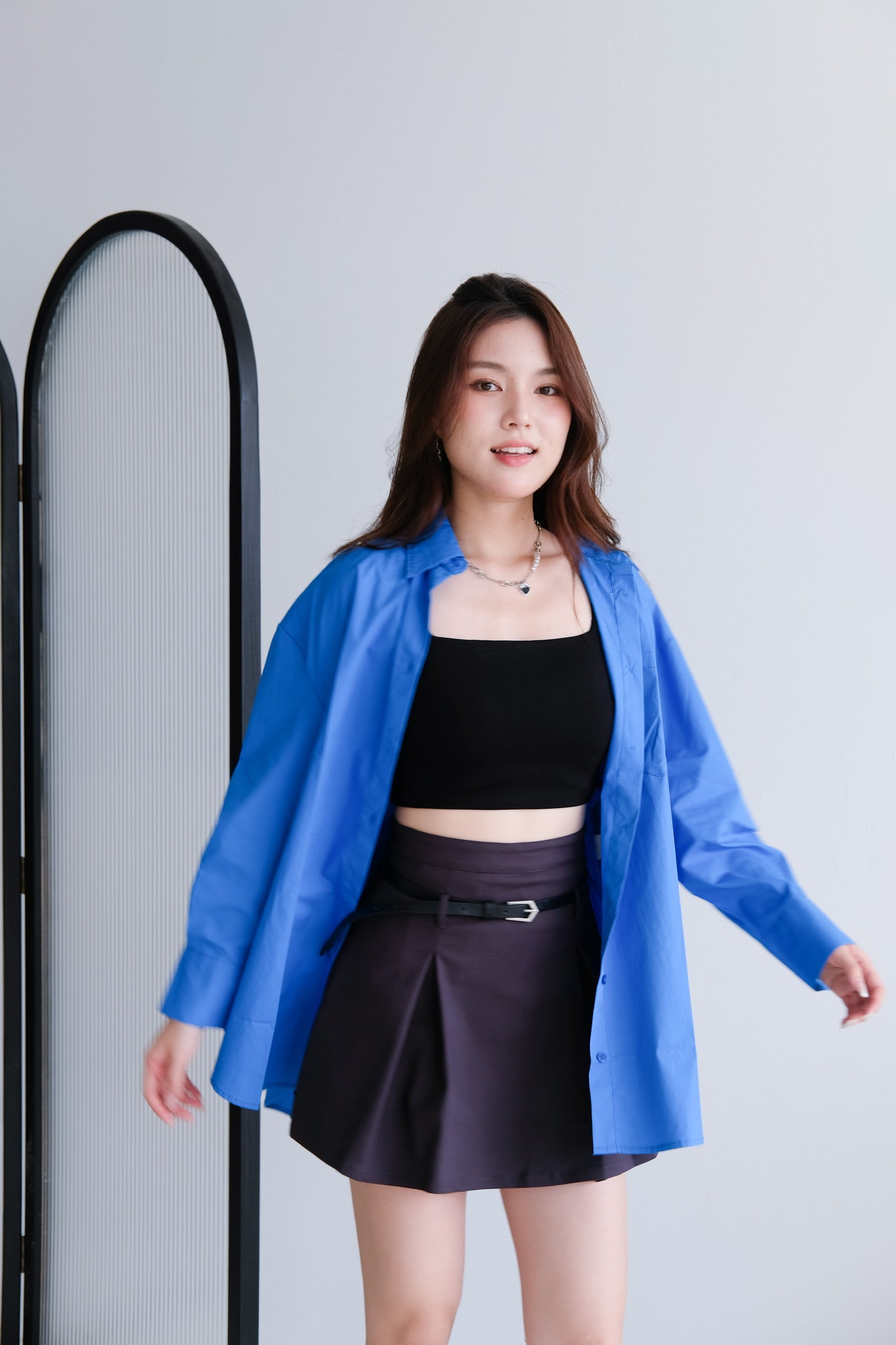 Rileen Boyfriend Oversized Shirt (Electric Blue)