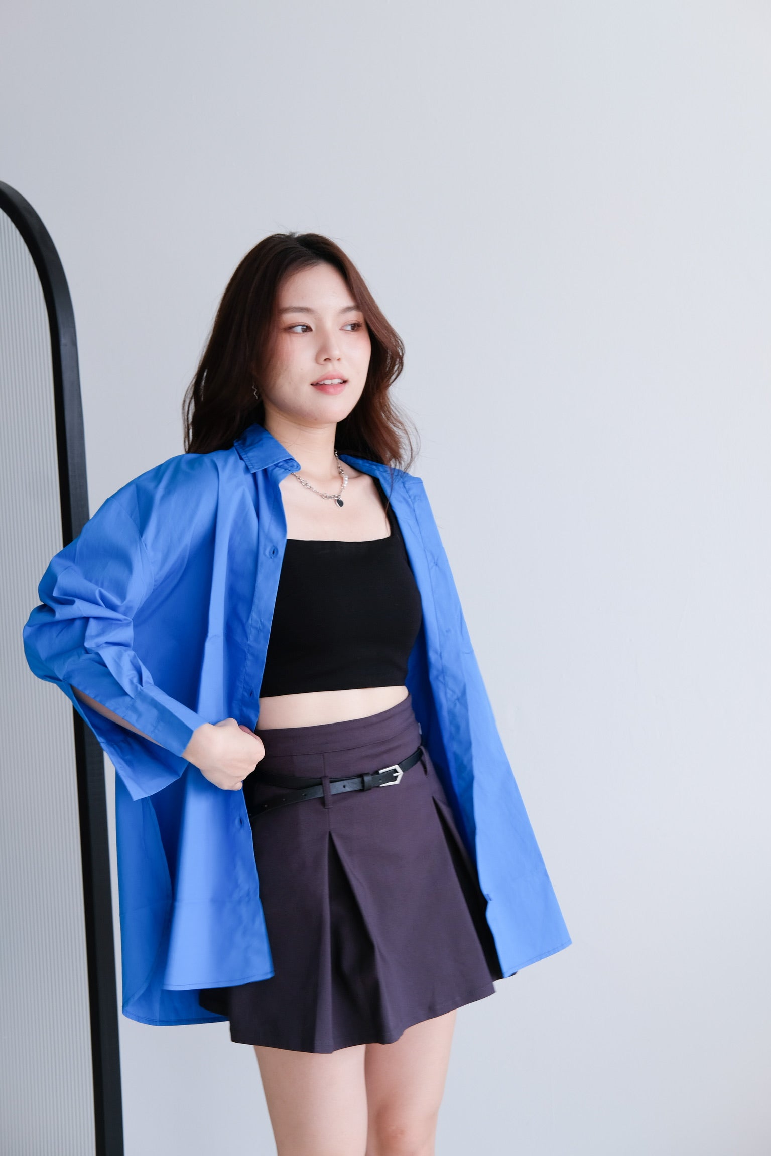 Rileen Boyfriend Oversized Shirt (Electric Blue)