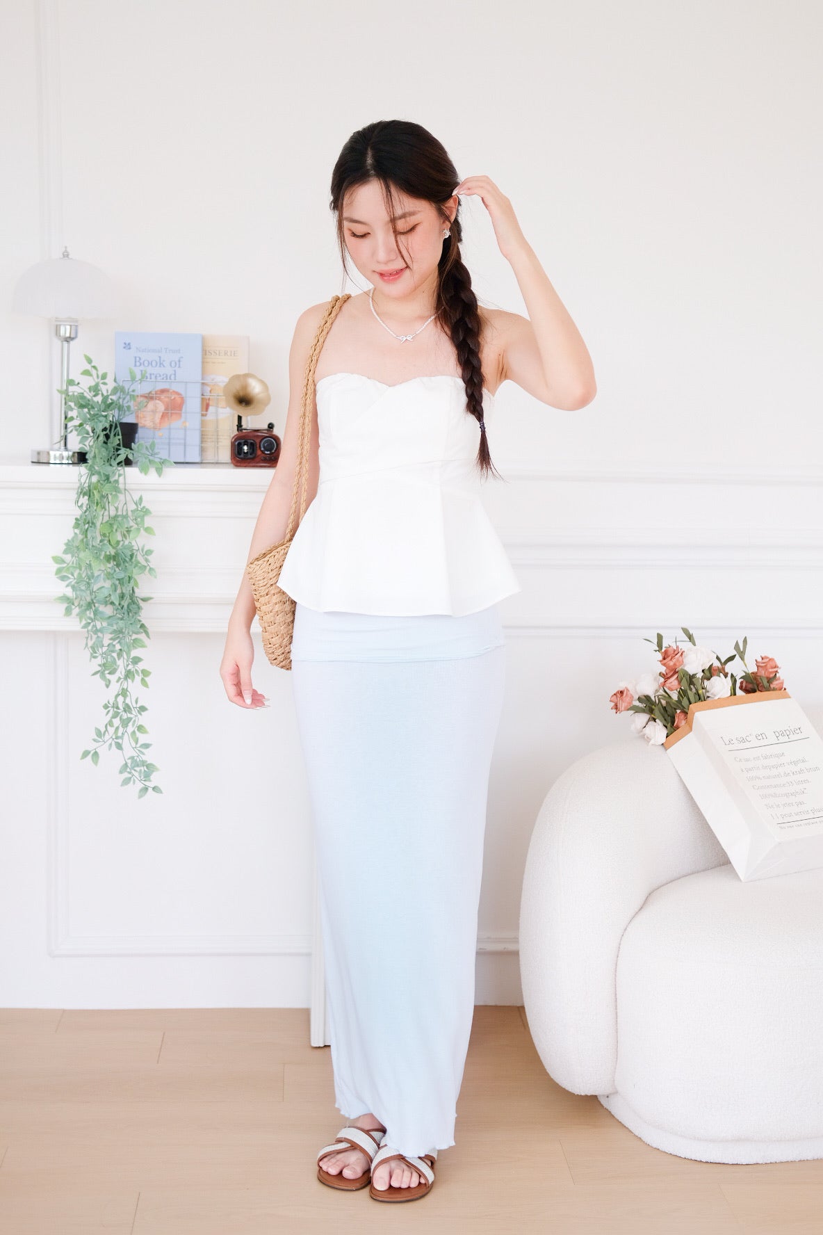 Riviera 2 Ways Padded Peplum Top (White)