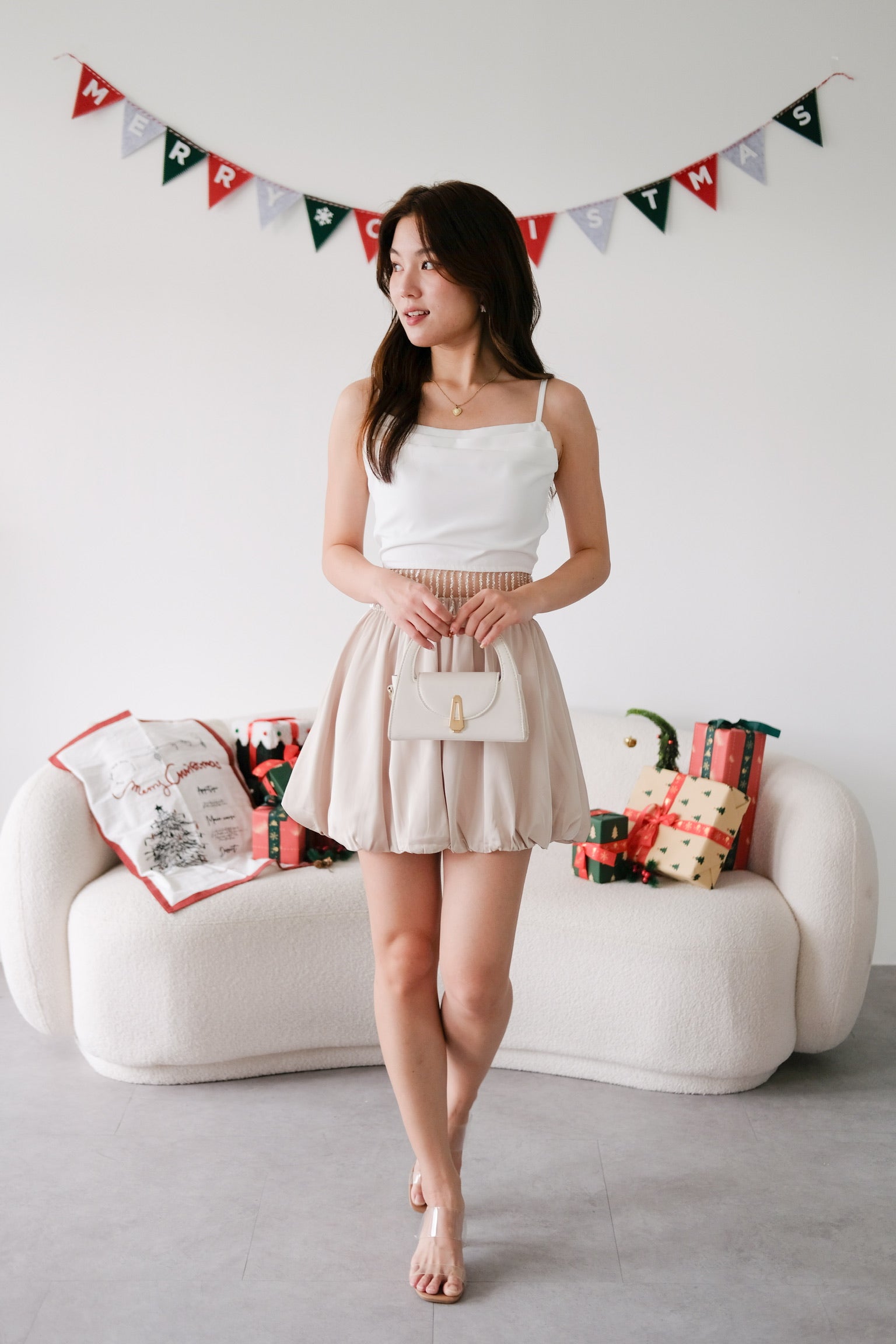 Amaria Embellished Tassel Crop Top (White)