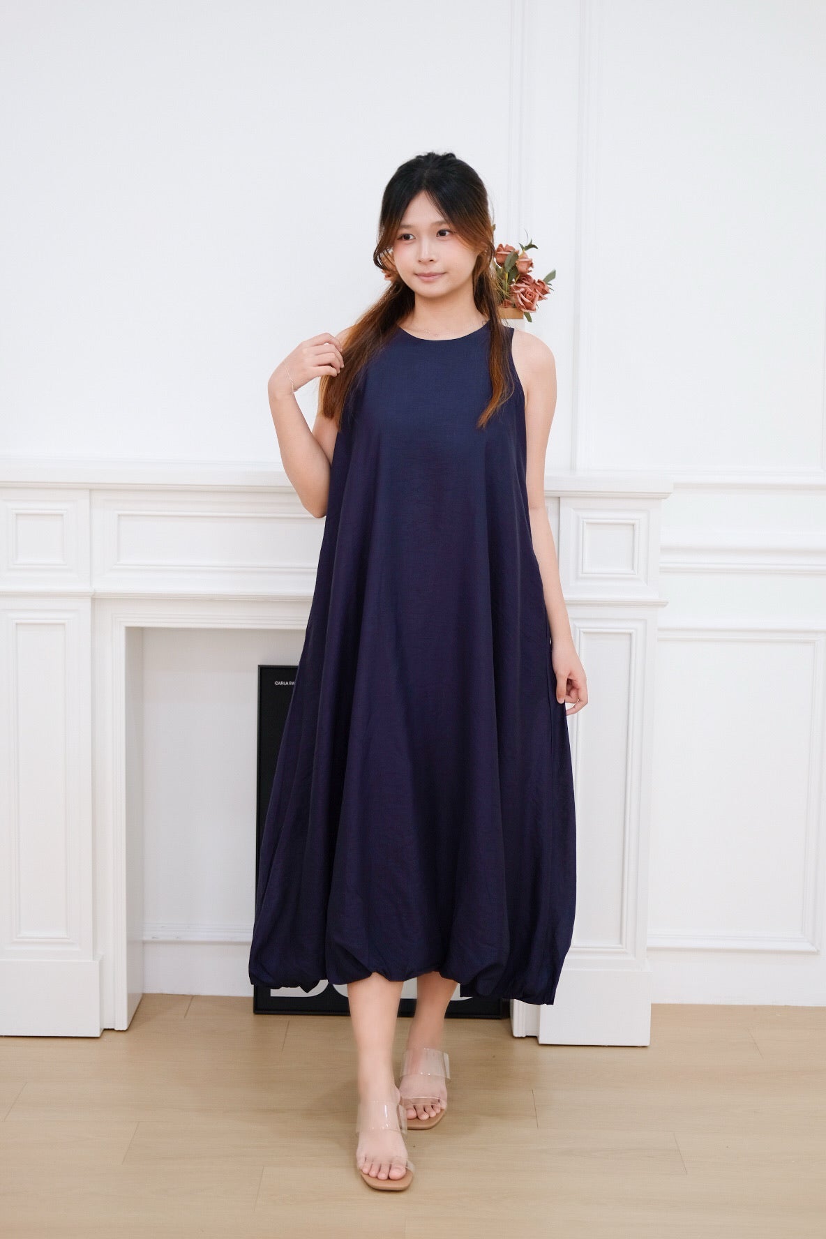 Navy Blue Bubble Hem Maxi Dress
