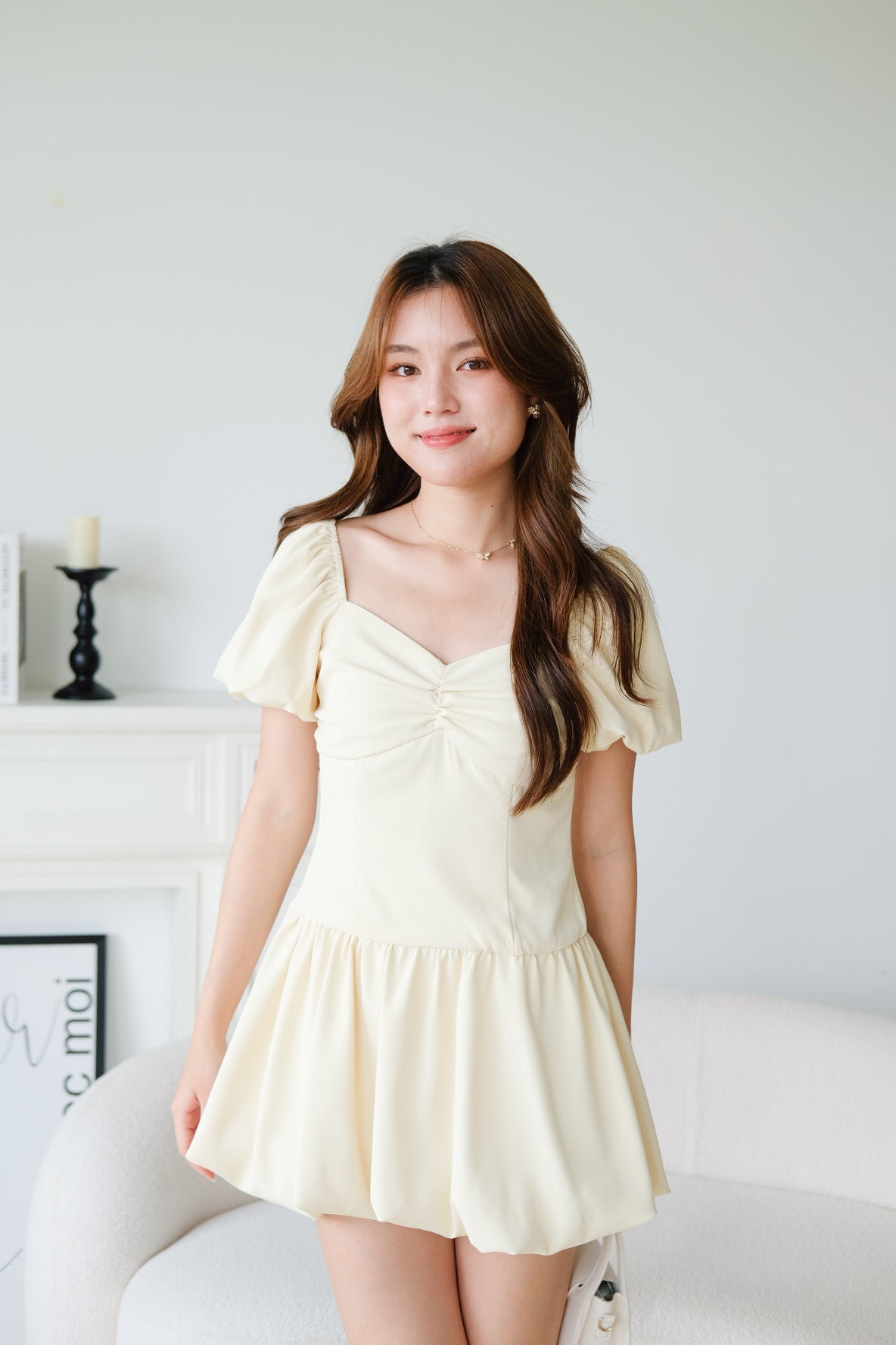 Lucy Sweetheart Bubble Dress (Cream)