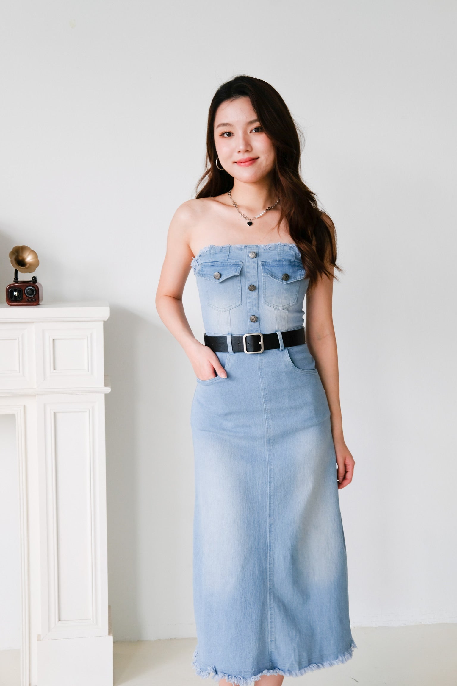 Altitude Denim Tube Maxi Dress (Light Wash)