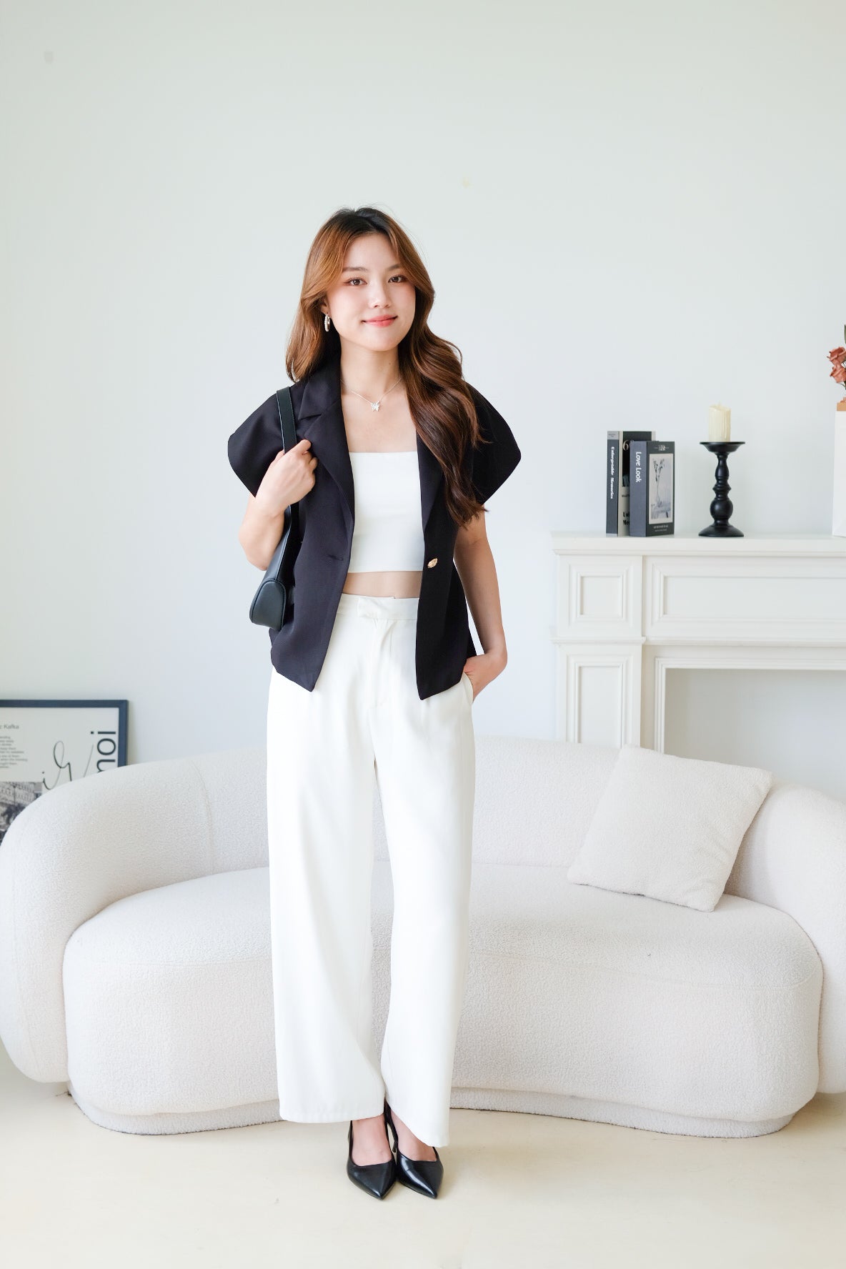 Workday Short Sleeves Blazer (Black)