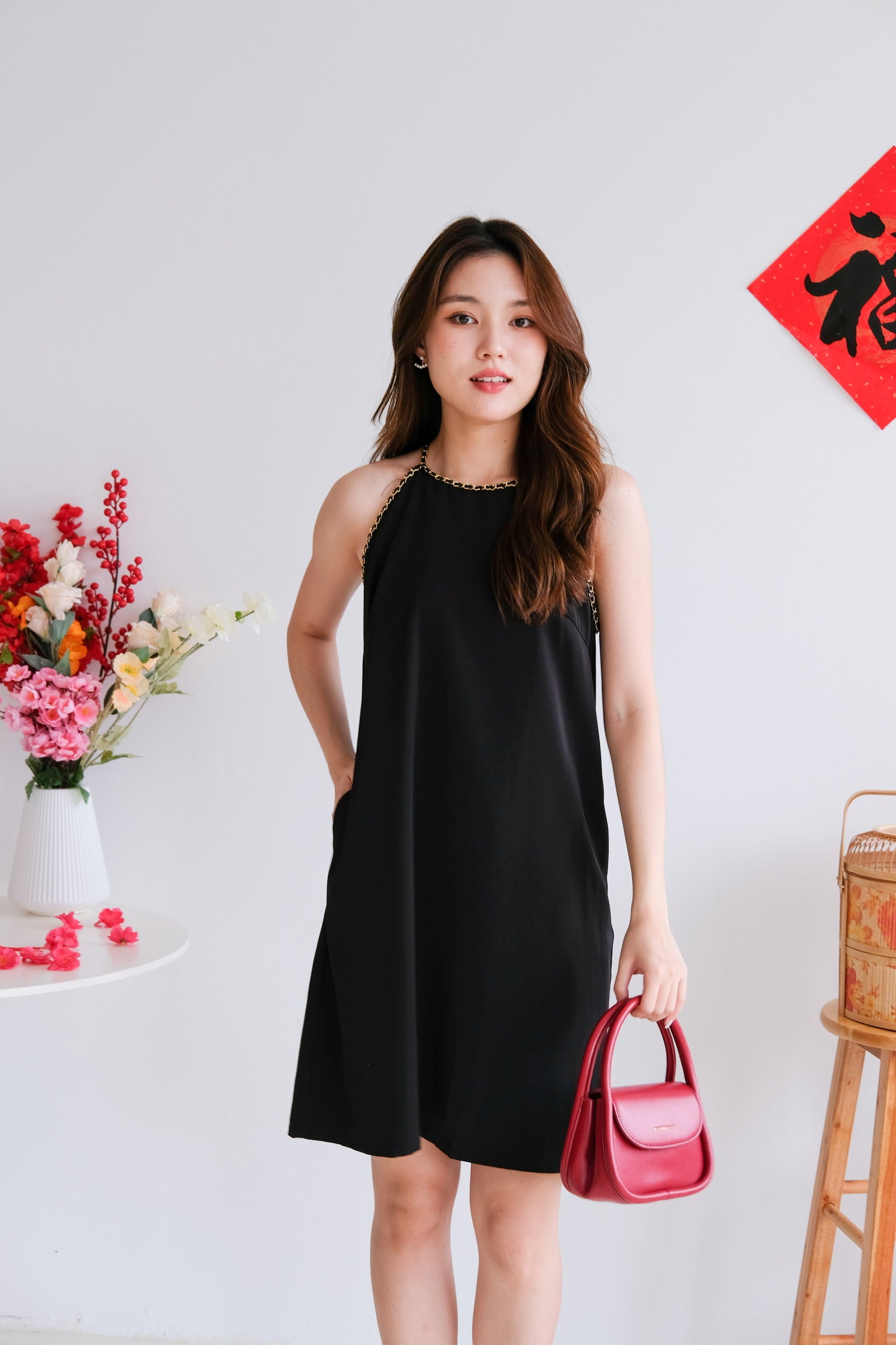 Raine Halter Loose Dress (Black)