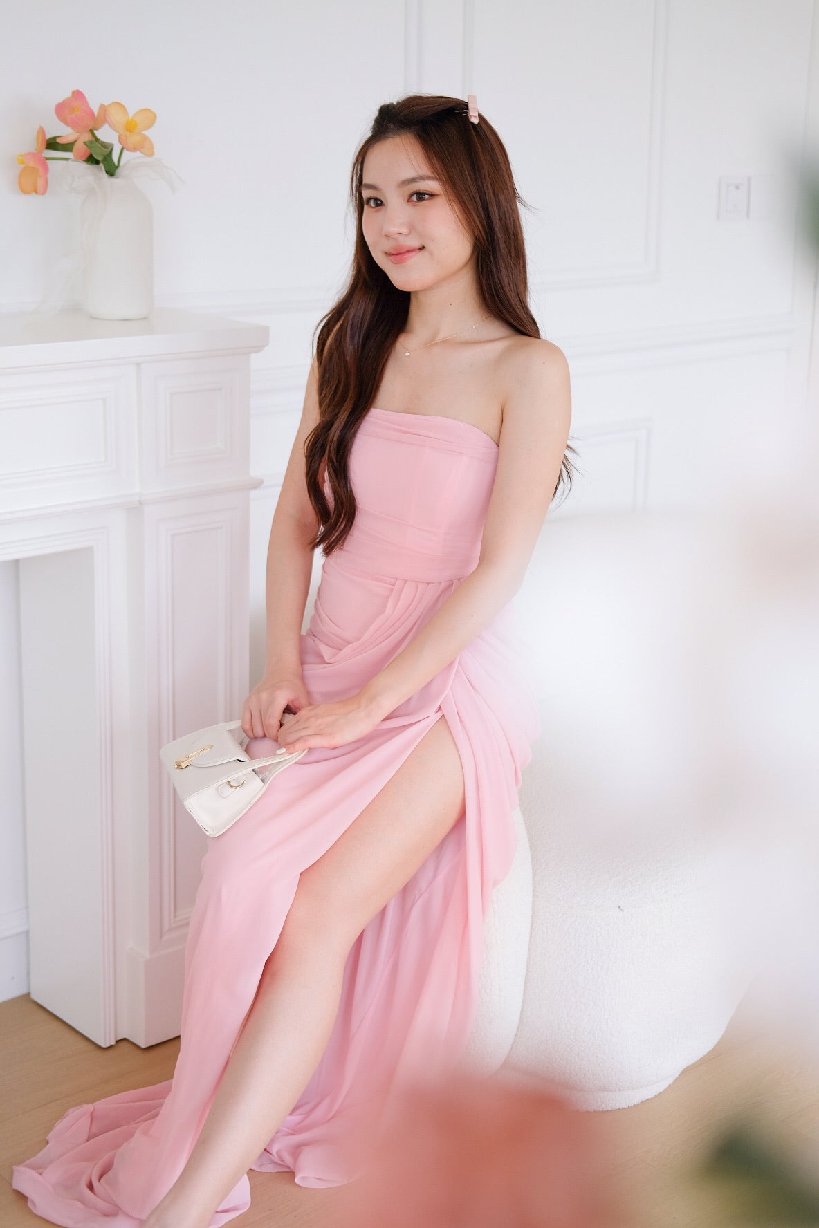 Seraphina Tube Corset Slit Maxi Dress (Pink) [ ETA 23 Oct ]