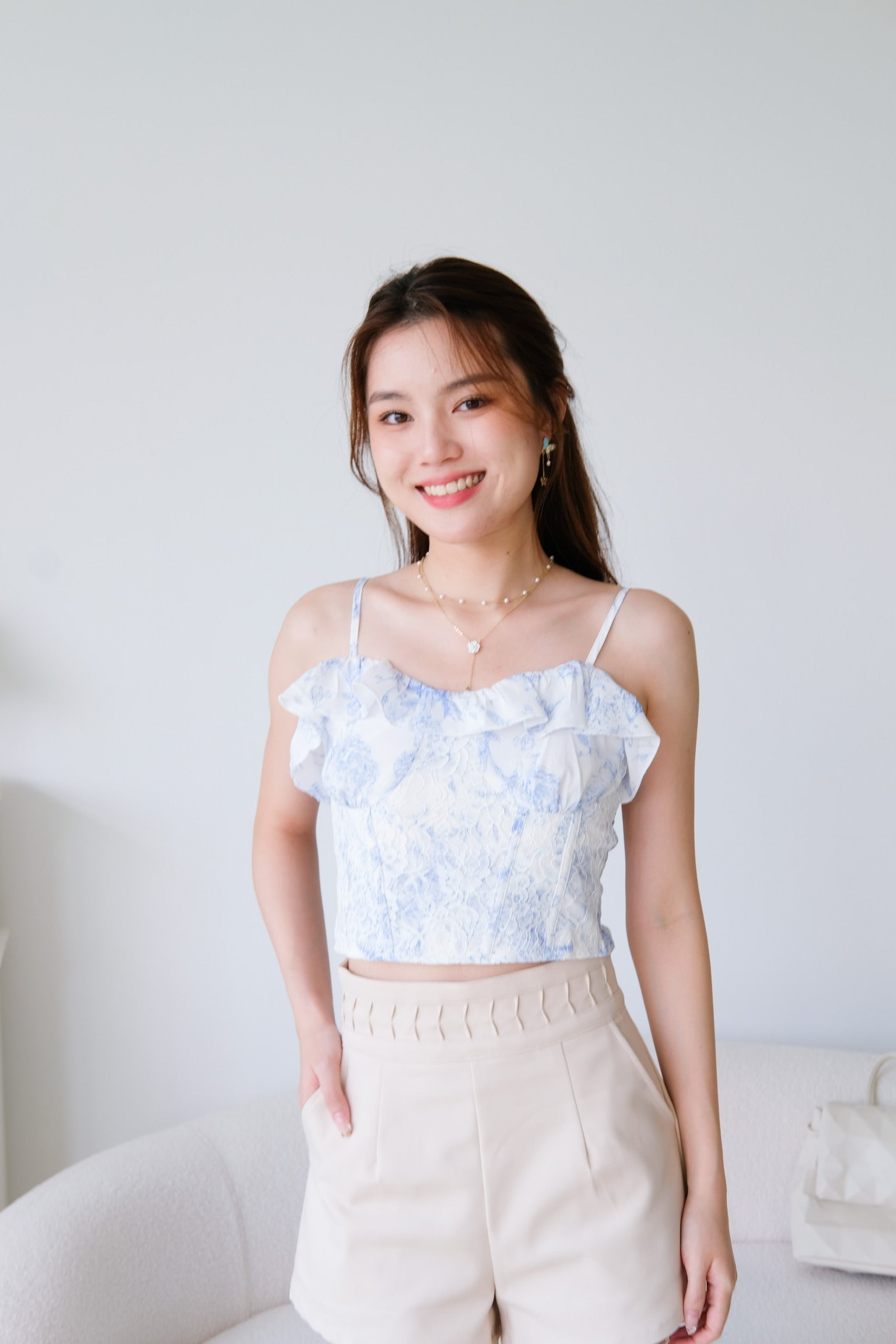 Andrea Abstract Ruffle Crop (Sky Blue)