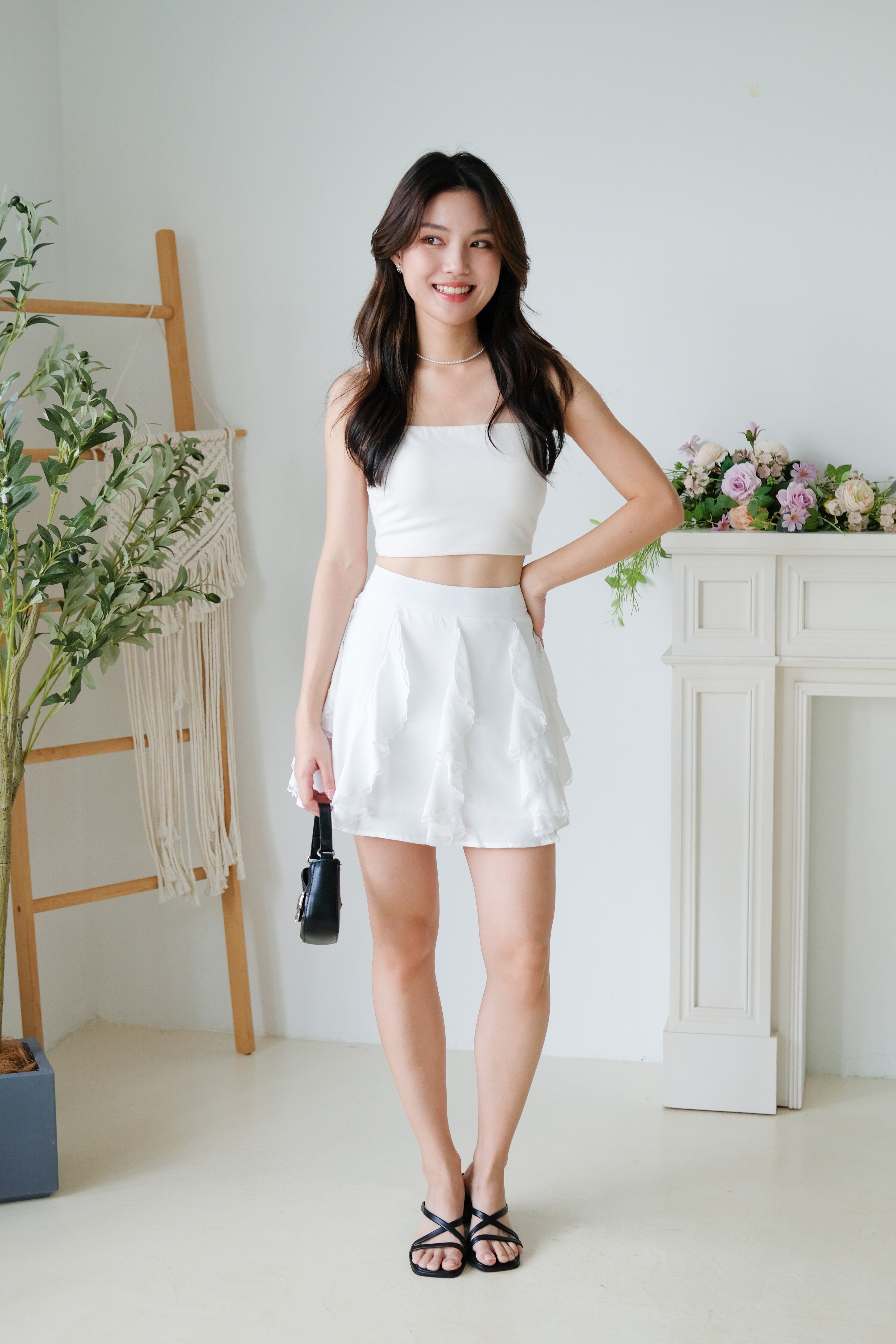 Winnie Ruffle Flare Skirt (White)