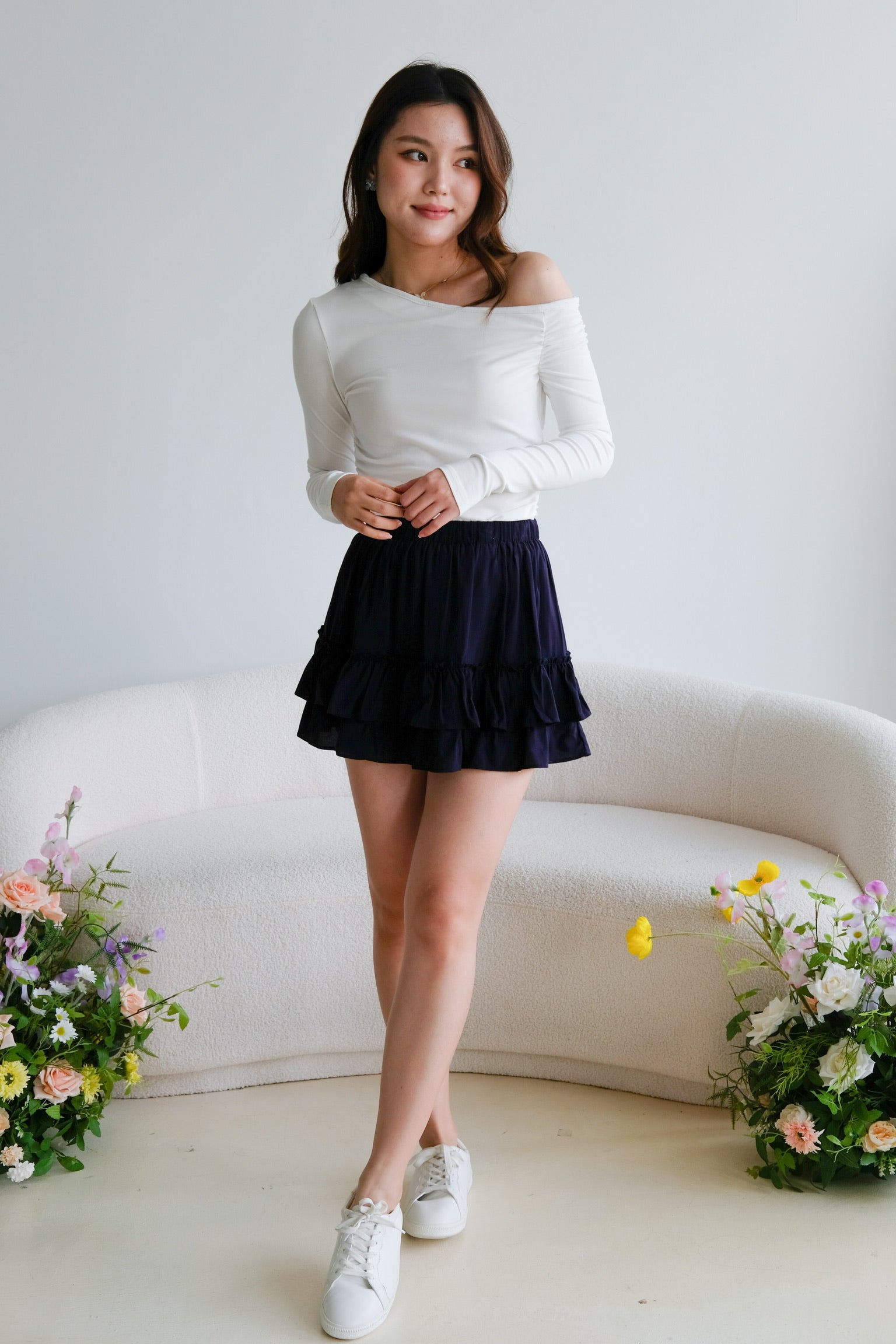 Mandy Ruffle Mini Skirt (Navy Blue)