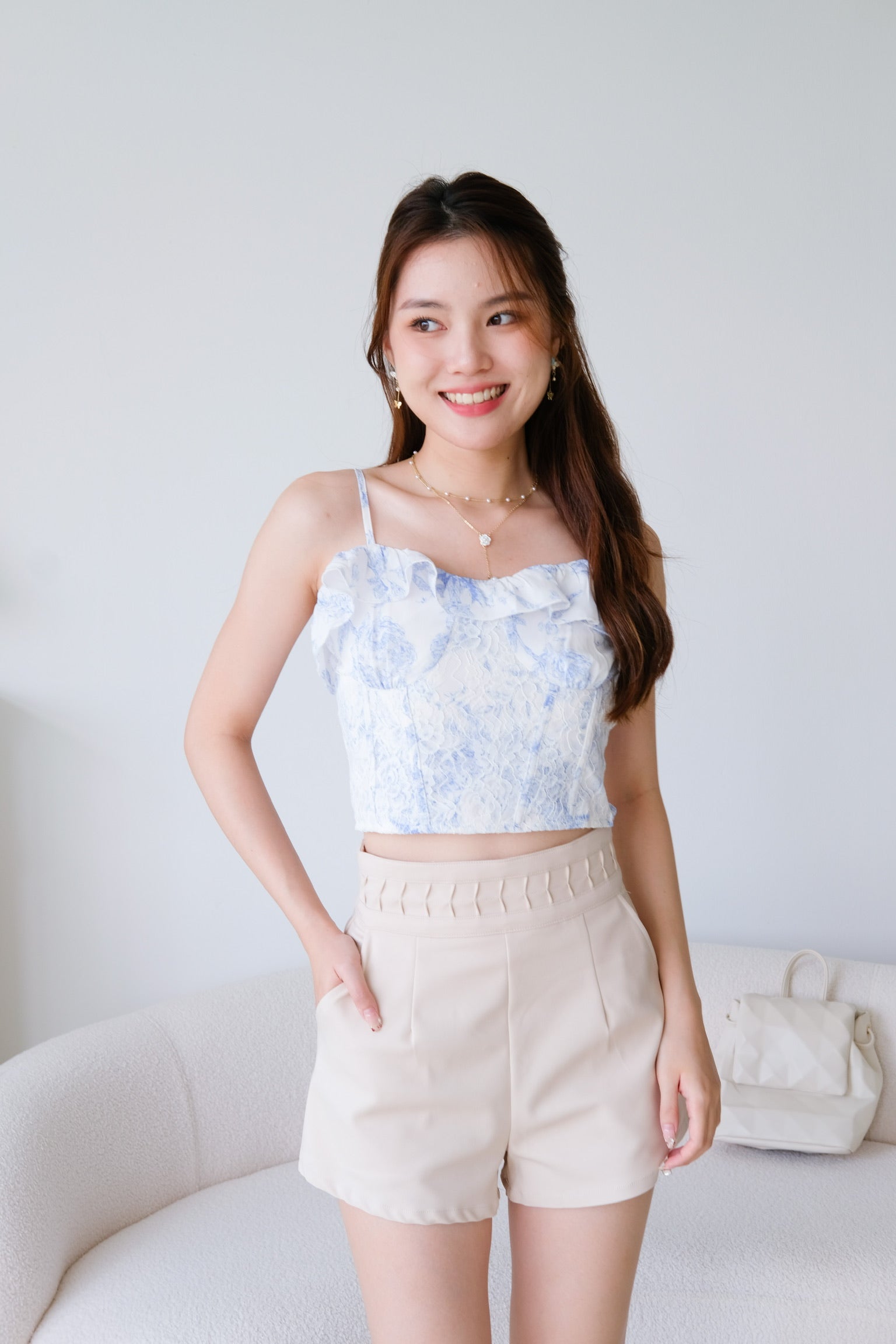 Andrea Abstract Ruffle Crop (Sky Blue)