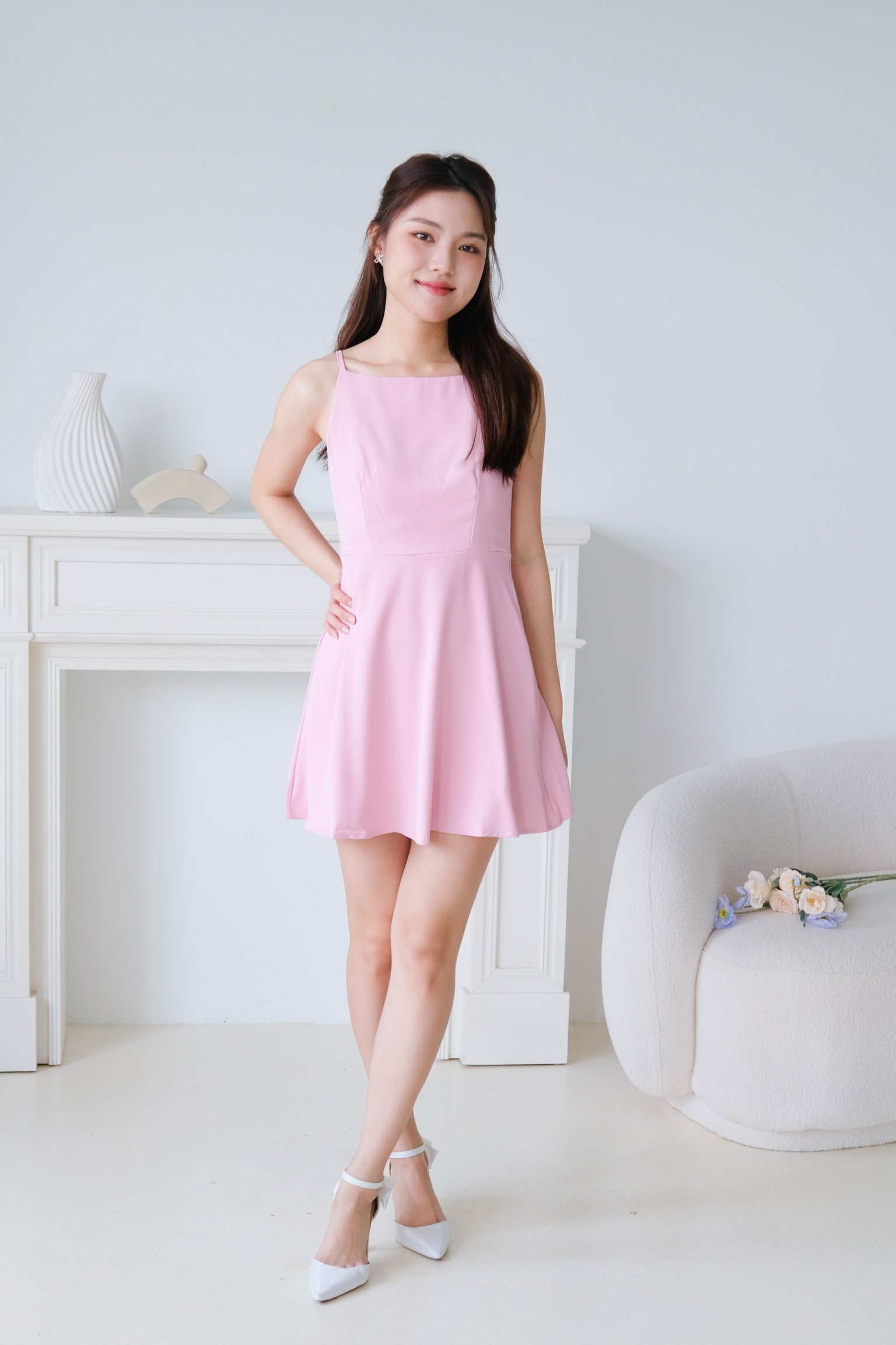 Stella Boatneck Flare Dress (Punch Pink)