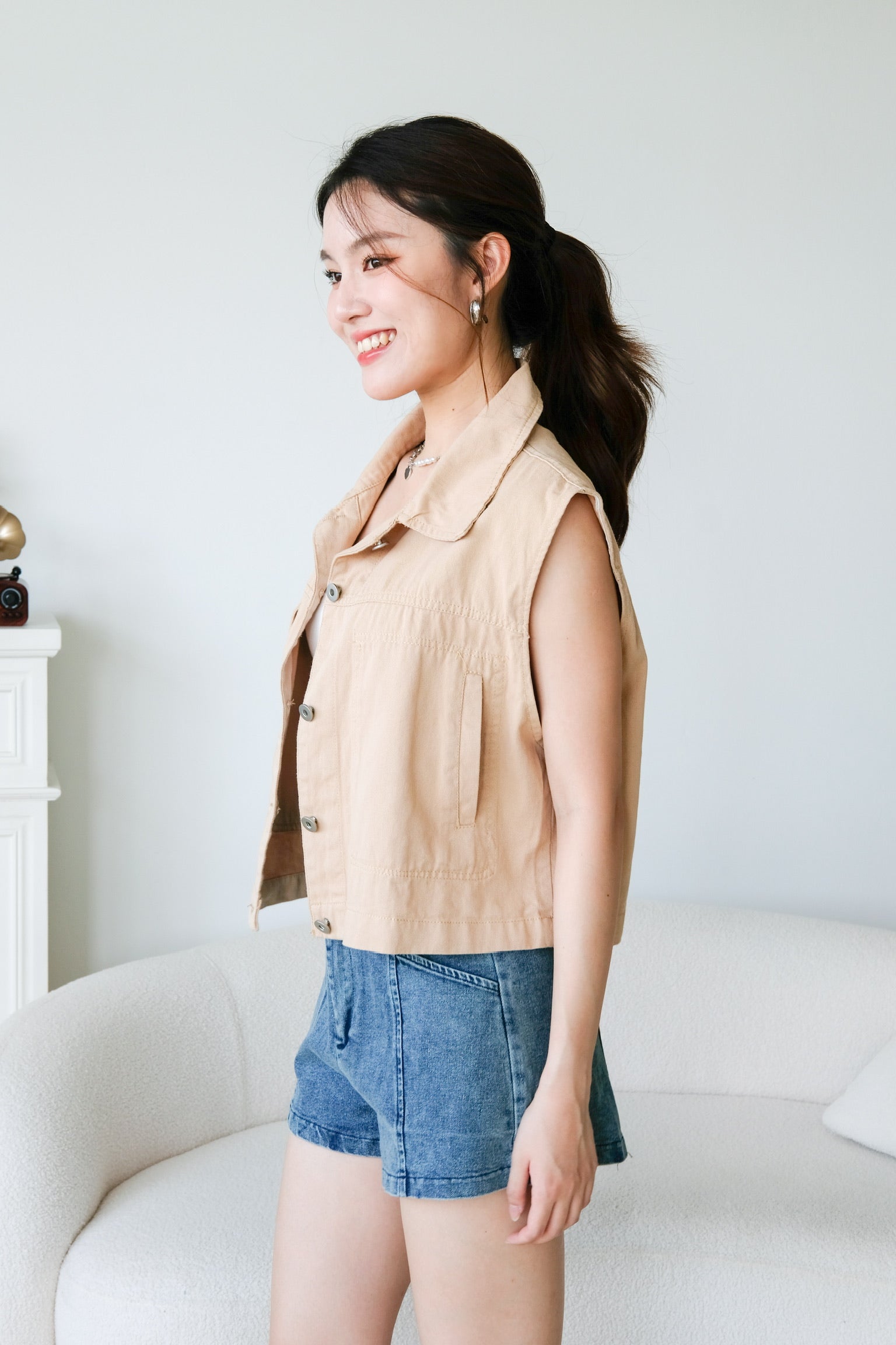 Sabby Denim Vest (Khaki)