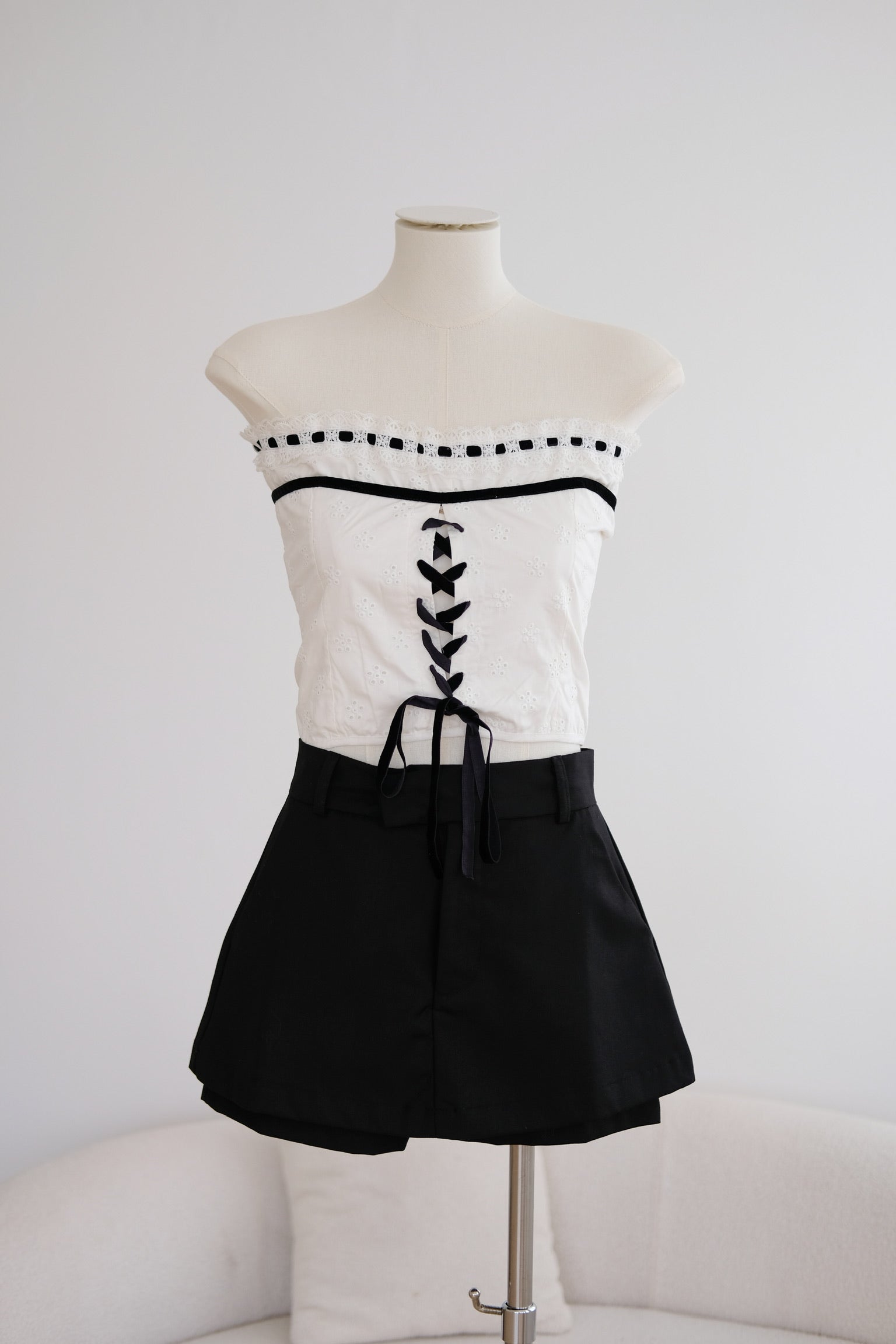 White Tube Organza Ribbon Top