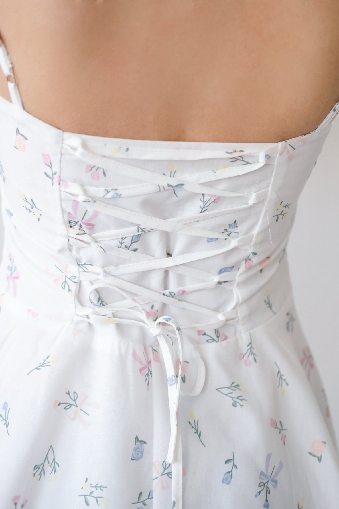 Floral Mini Dress with Lace Straps