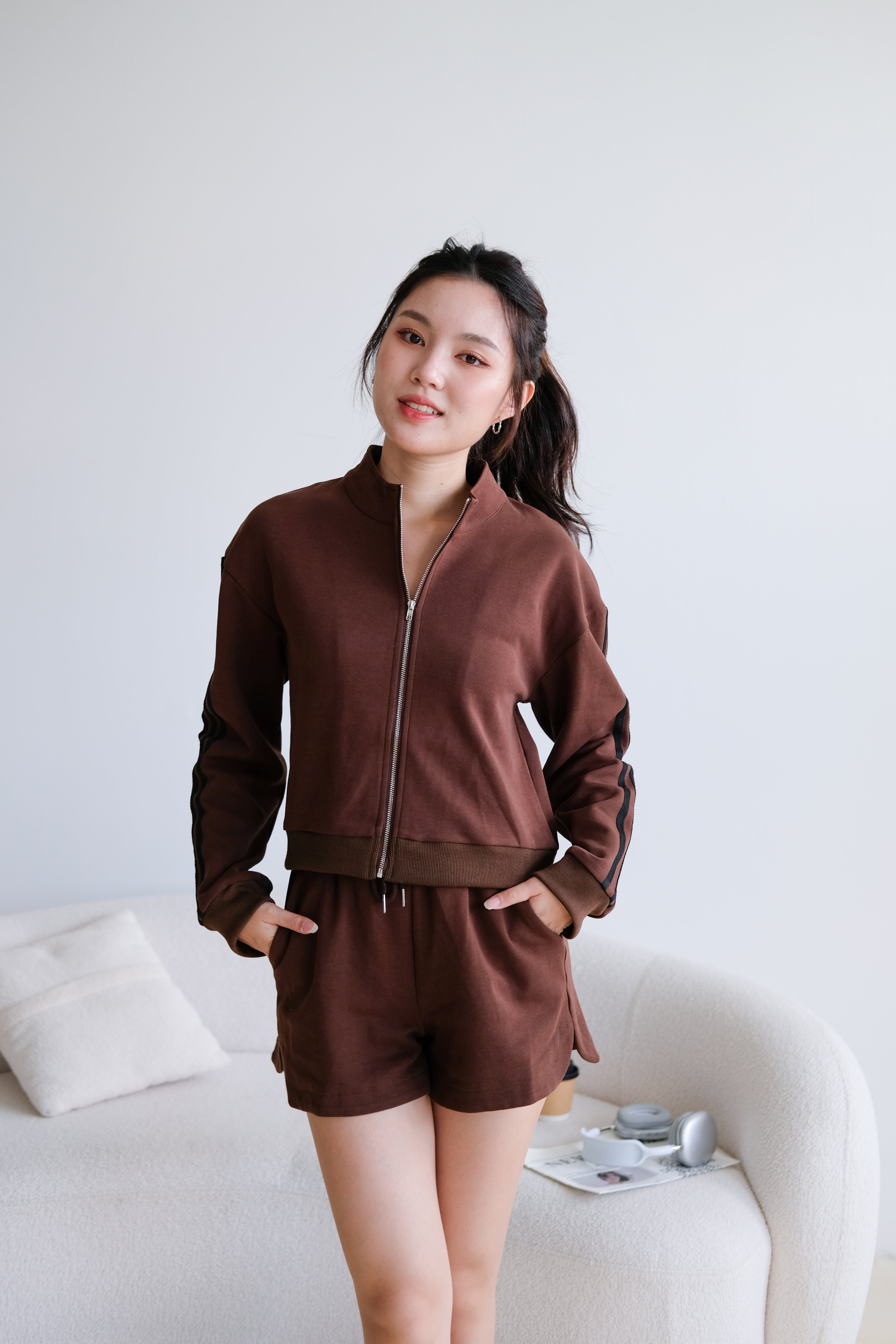 Day Off Stripes Lounge Set (Mocha)
