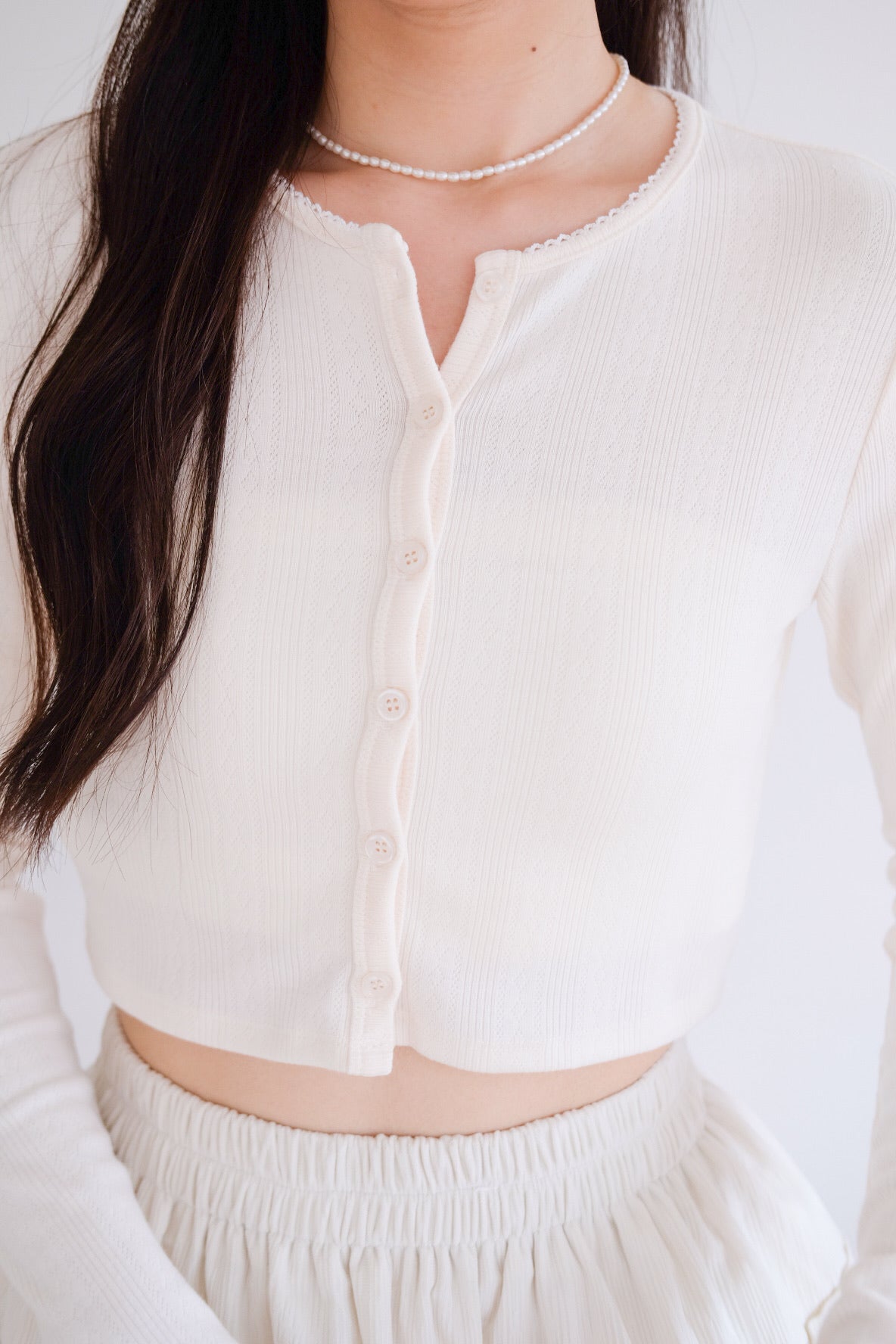 Danielle Cropped Cardigan (Cream)