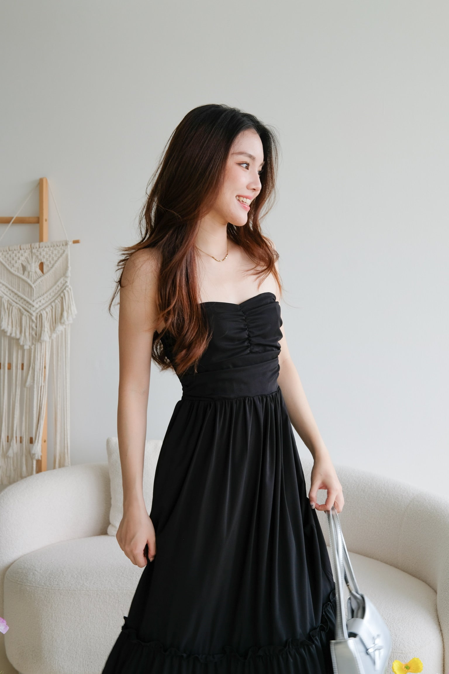 Anna Sweetheart Tube Maxi Dress (Black)