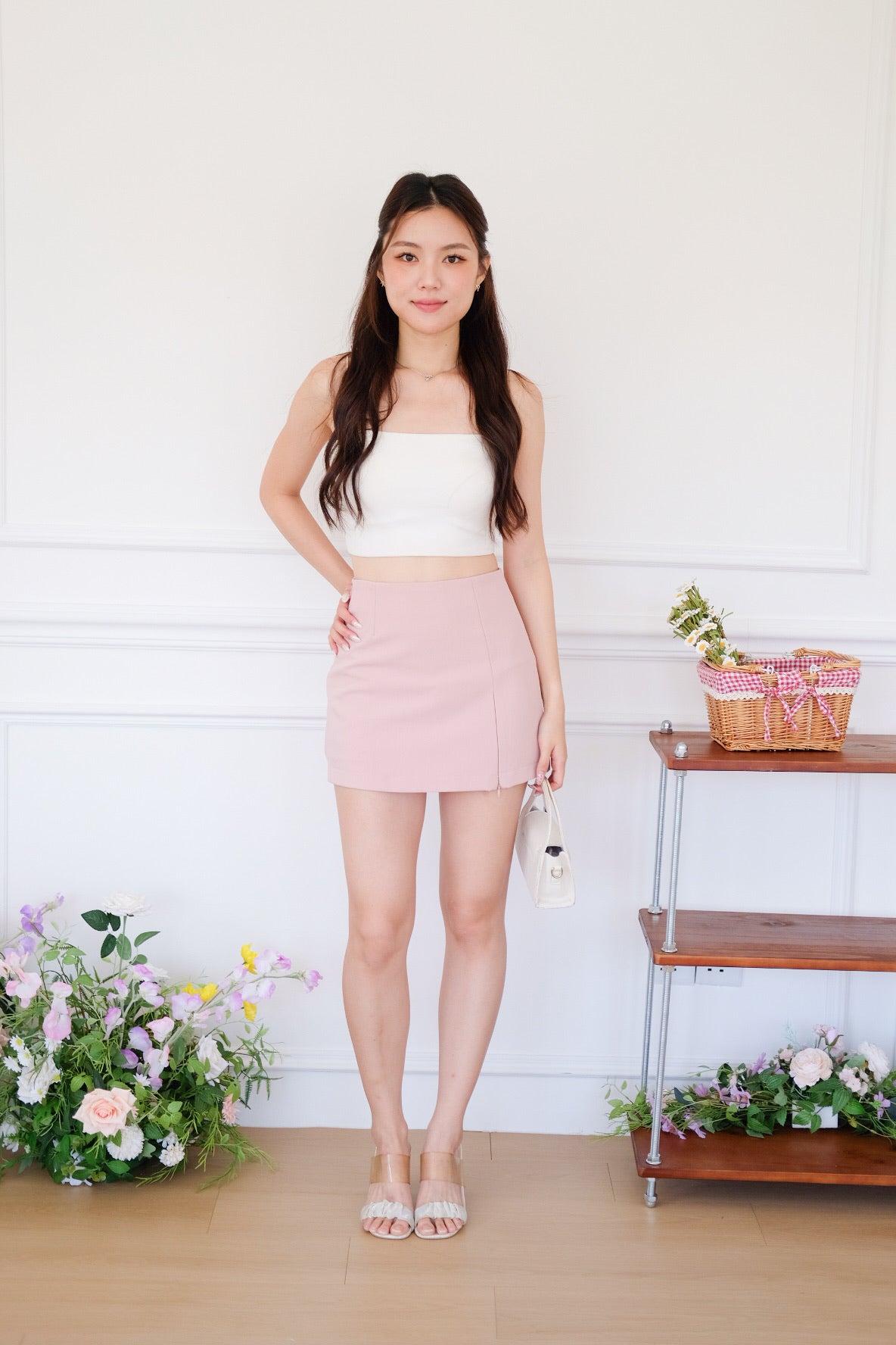 Shanell Basic Side Slit Skorts (Blush Pink)