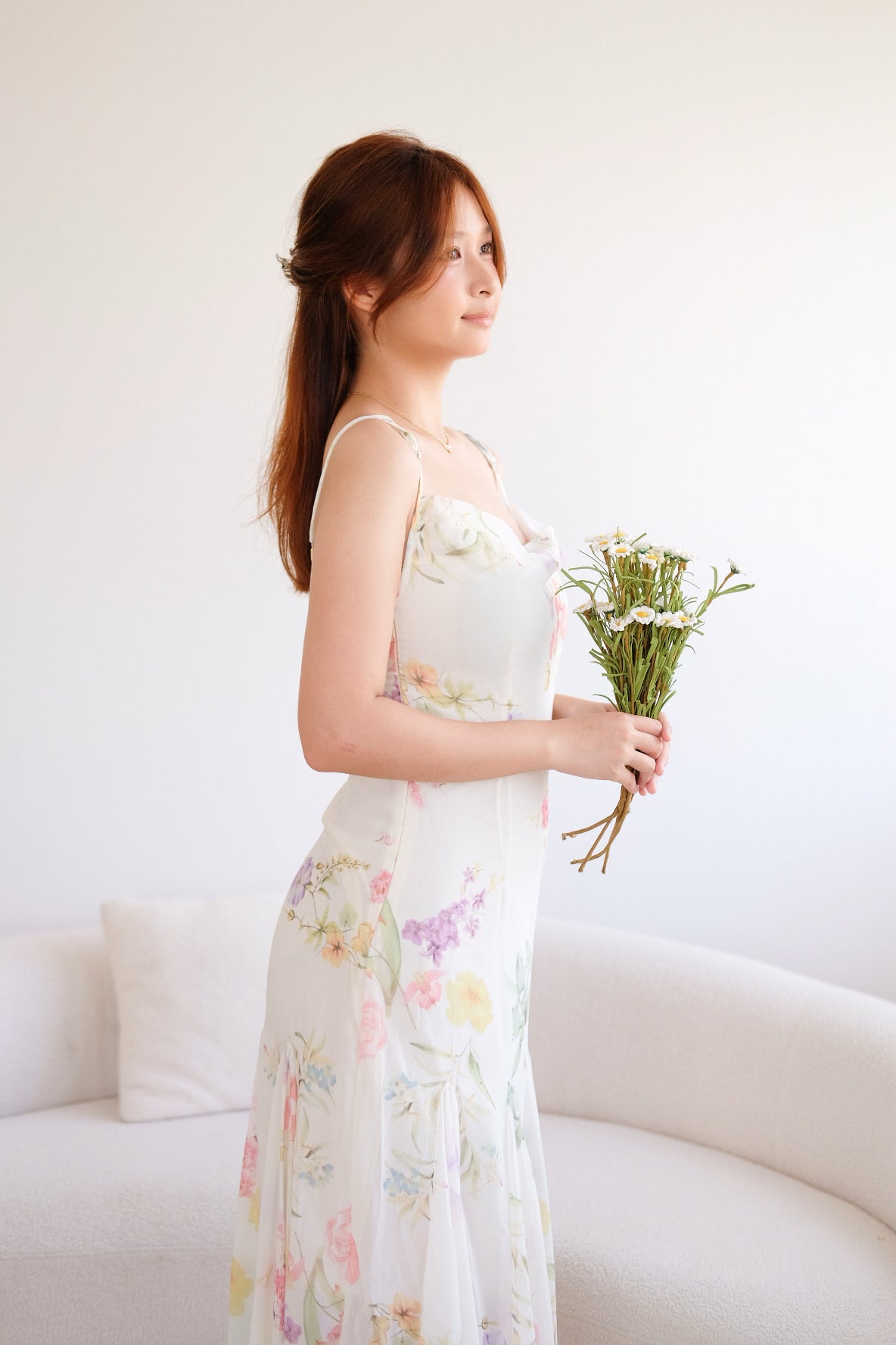 Beige Floral Maxi Dress