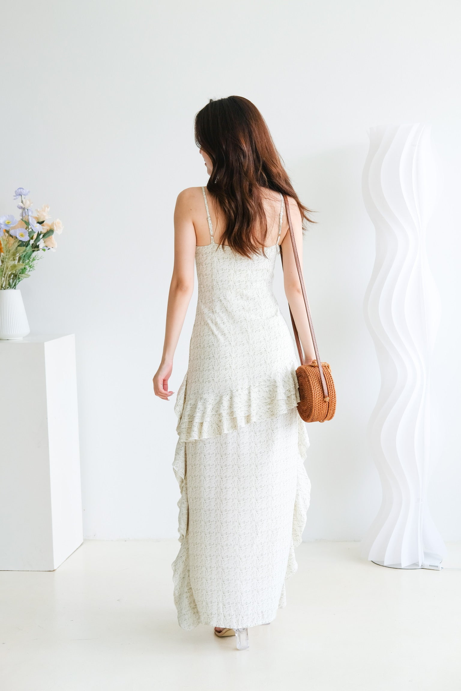 Irene Ruffle Layered Dress (Cream)